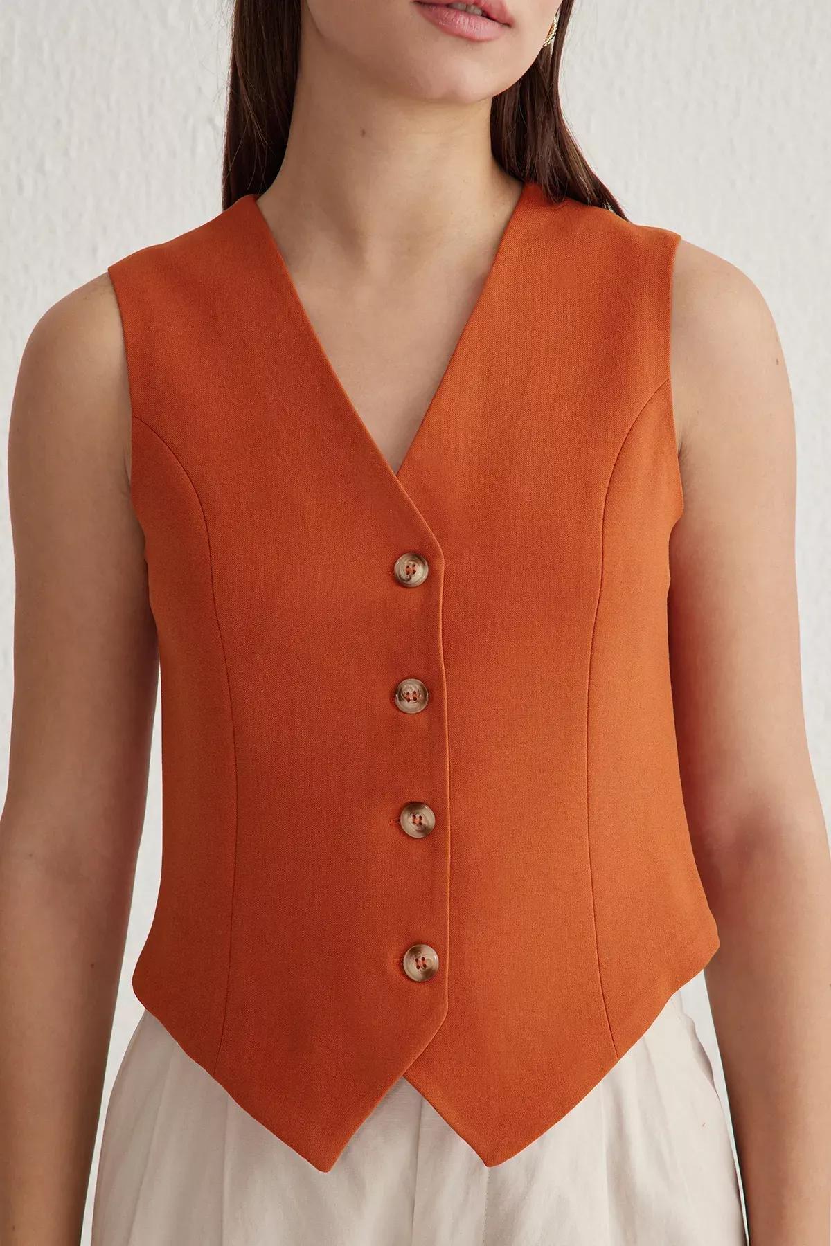 Beige Crop Woven Vest, C101_1478, large image number 2