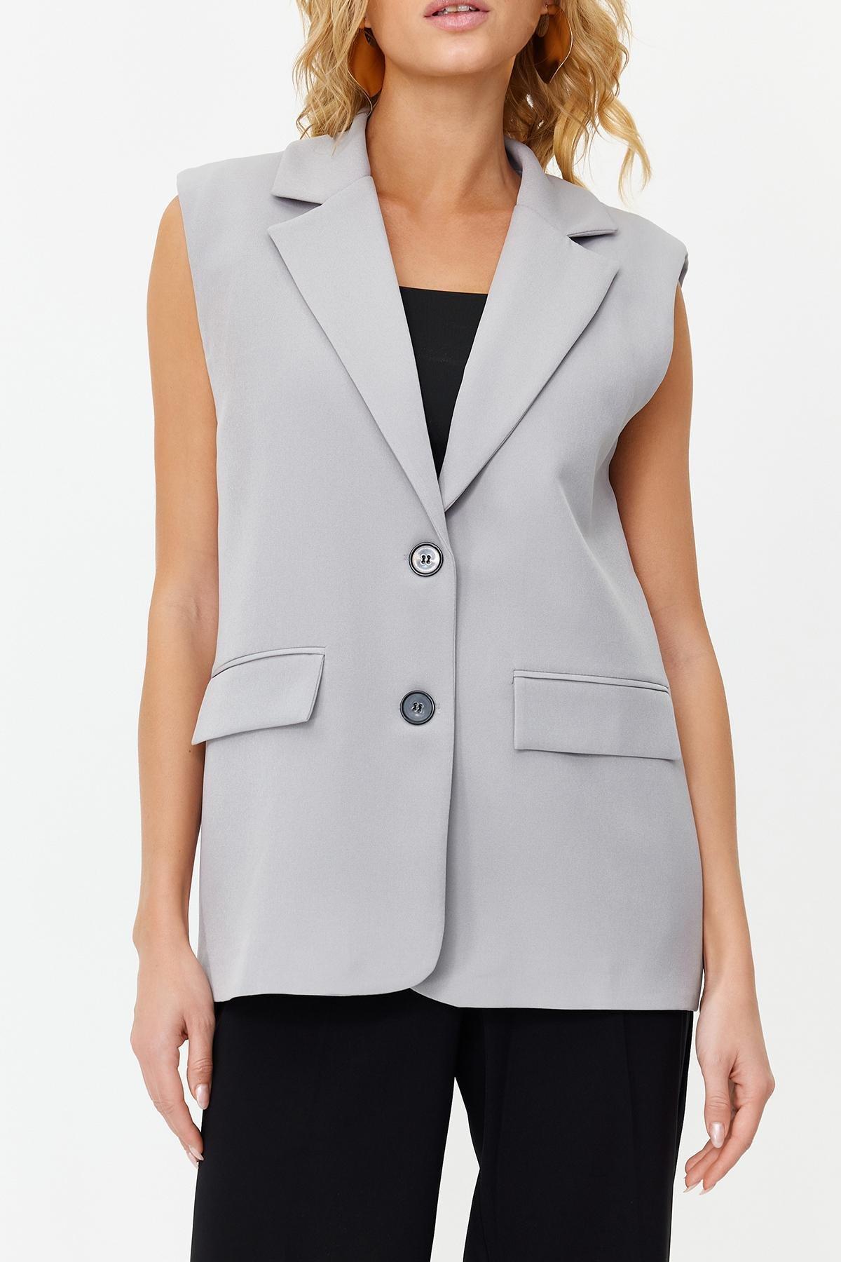 Grey Regular Waistband Woven Vest, , large image number 4
