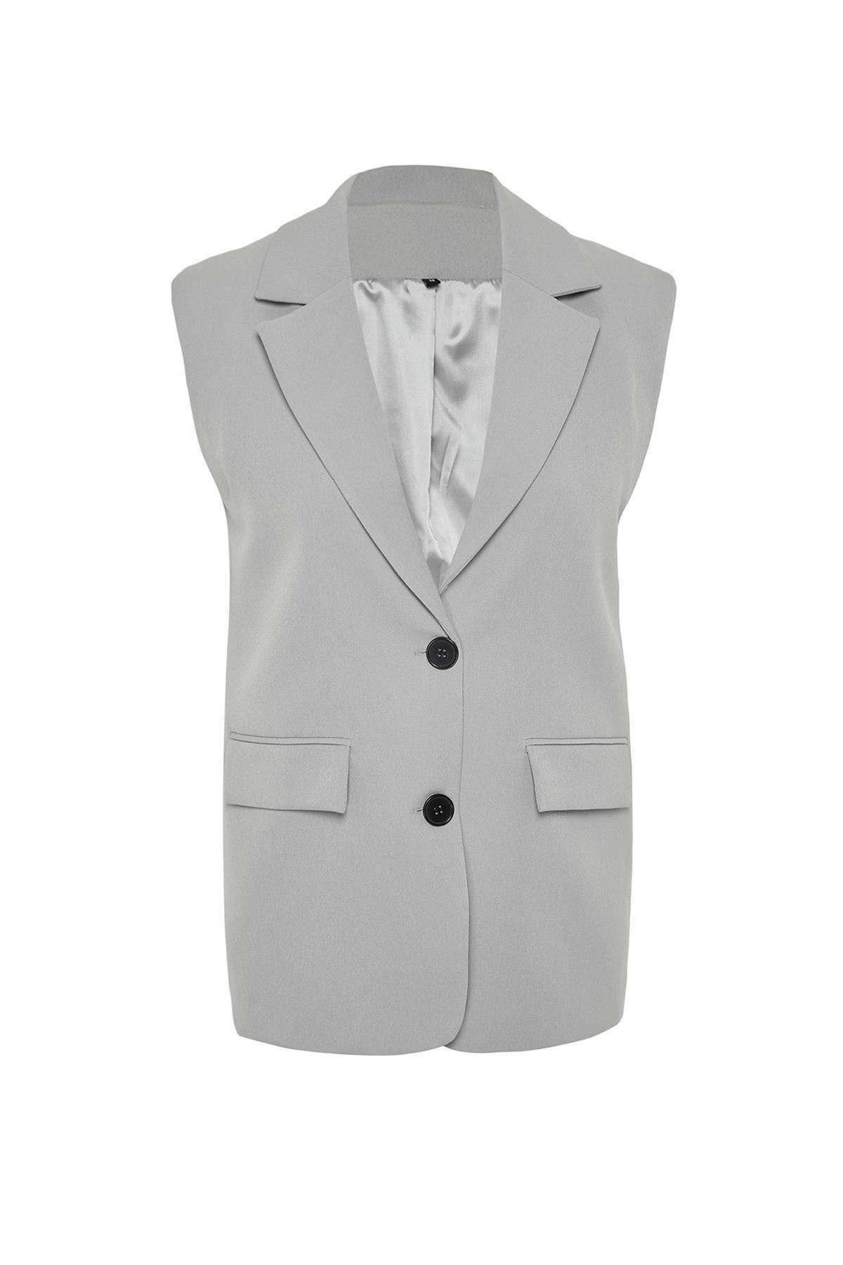 Grey Regular Waistband Woven Vest, , large image number 5