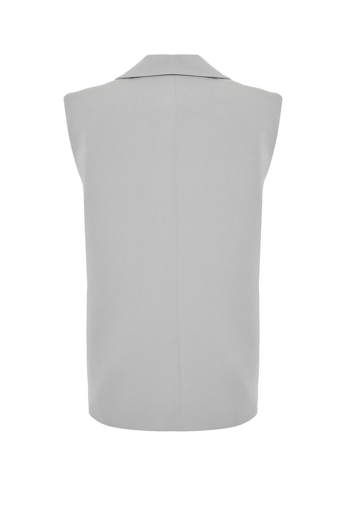 Grey Regular Waistband Woven Vest, , large image number 6
