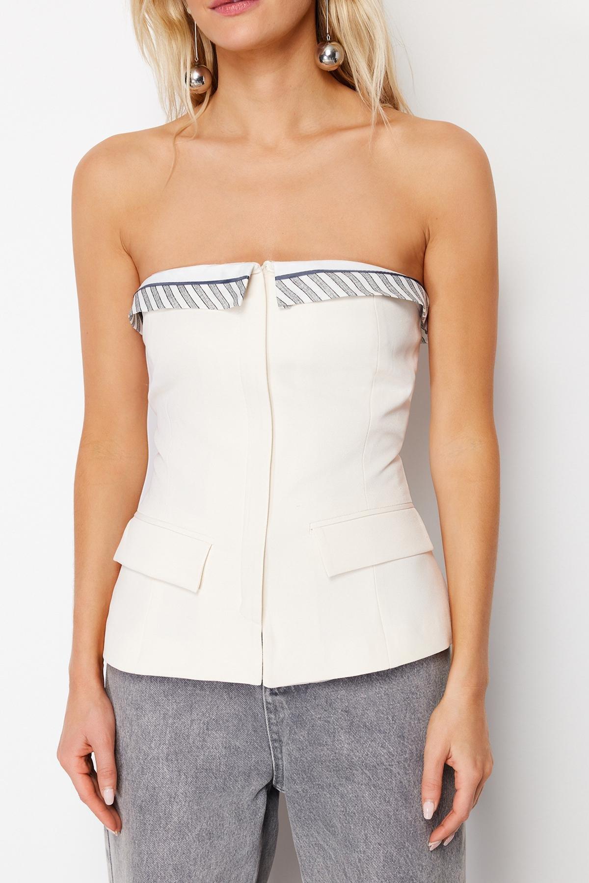 Ecru Regular Woven Vest, , large image number 4