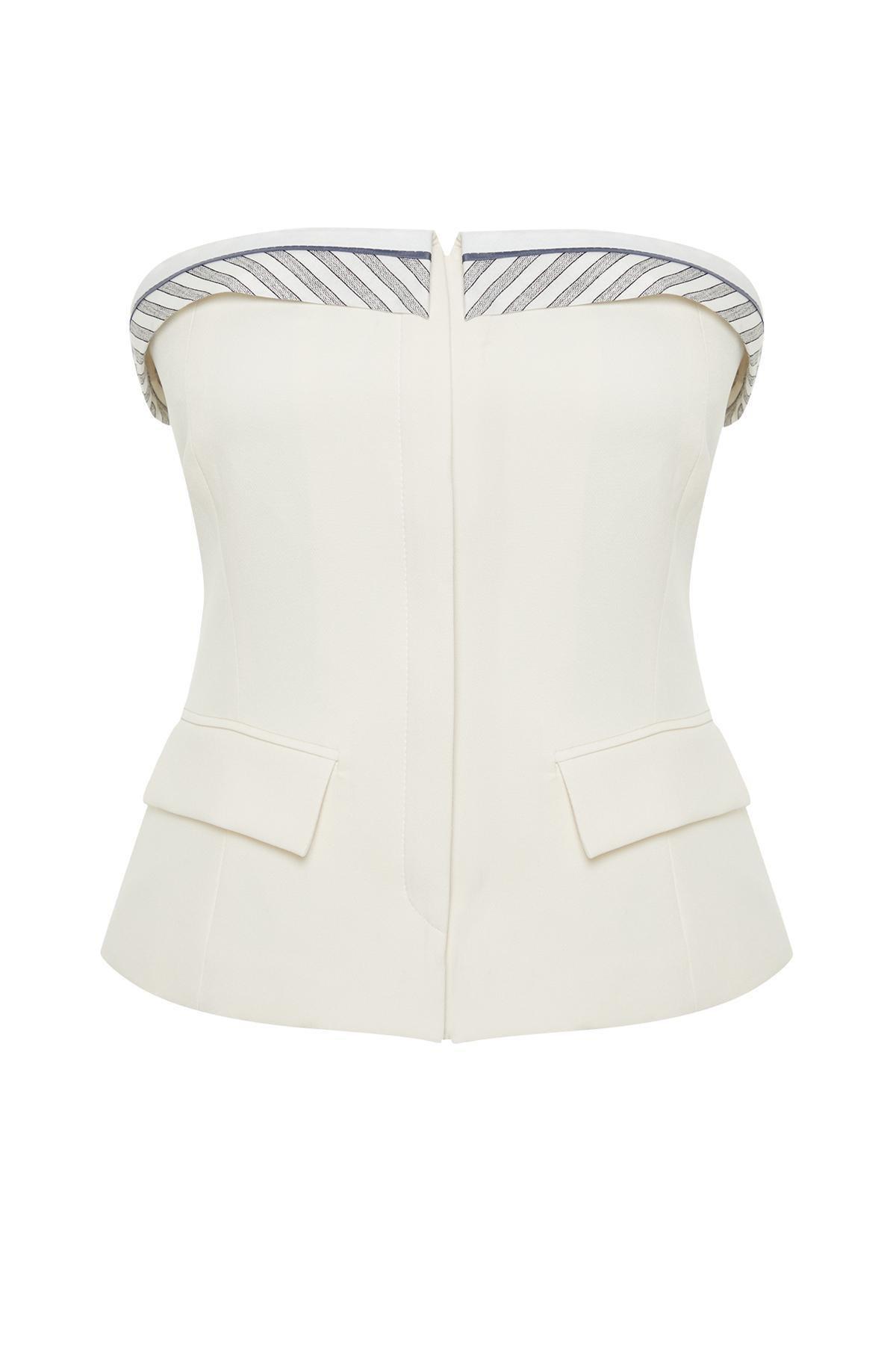 Ecru Regular Woven Vest, , large image number 5