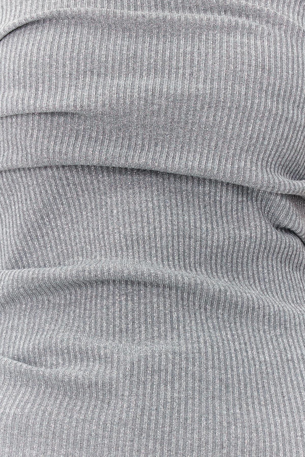 Gray Strapless Elastic Knitted Blouse, , large image number 3
