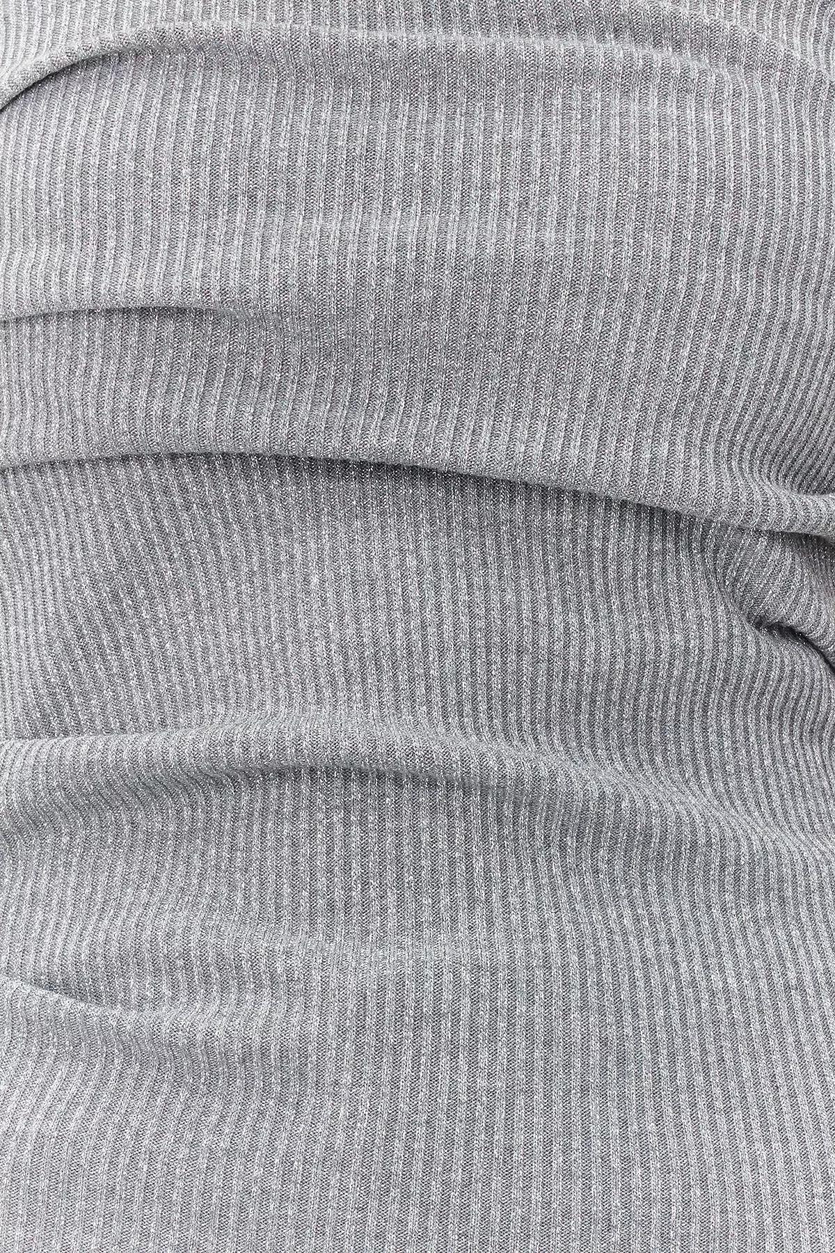 Gray Strapless Elastic Knitted Blouse, , large image number 3
