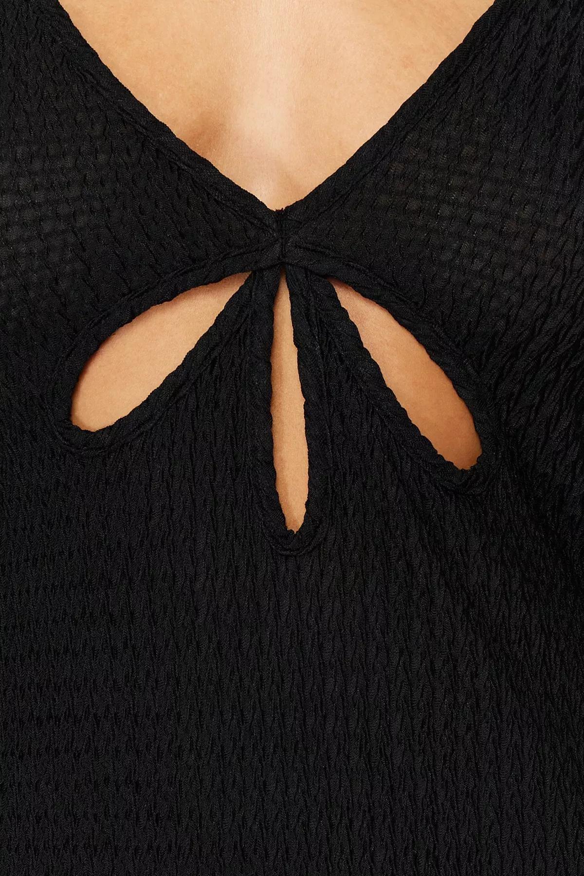 Black Cutout Sweater Mini Dress, C101_2094, large image number 4