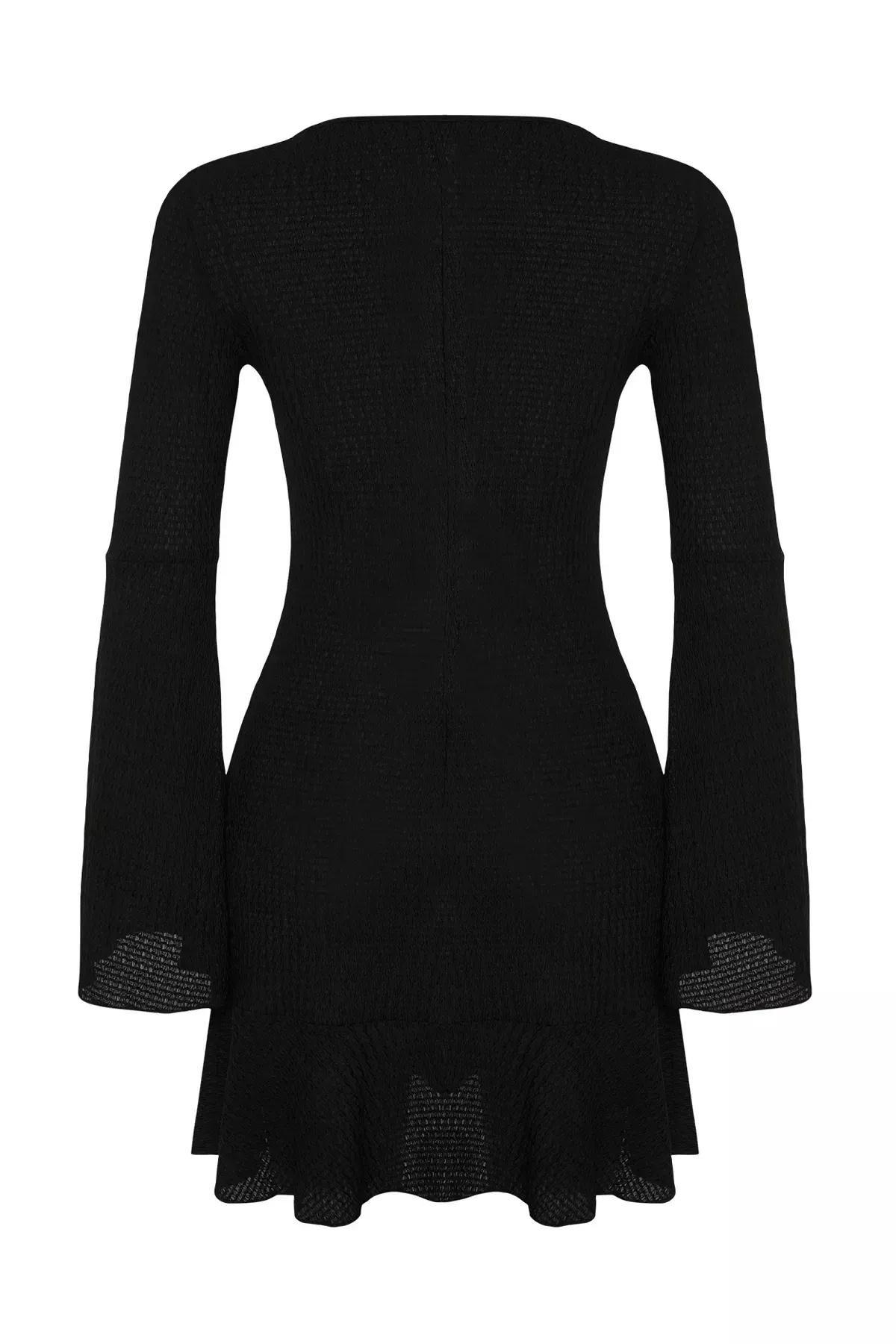 Black Cutout Sweater Mini Dress, C101_2094, large image number 6