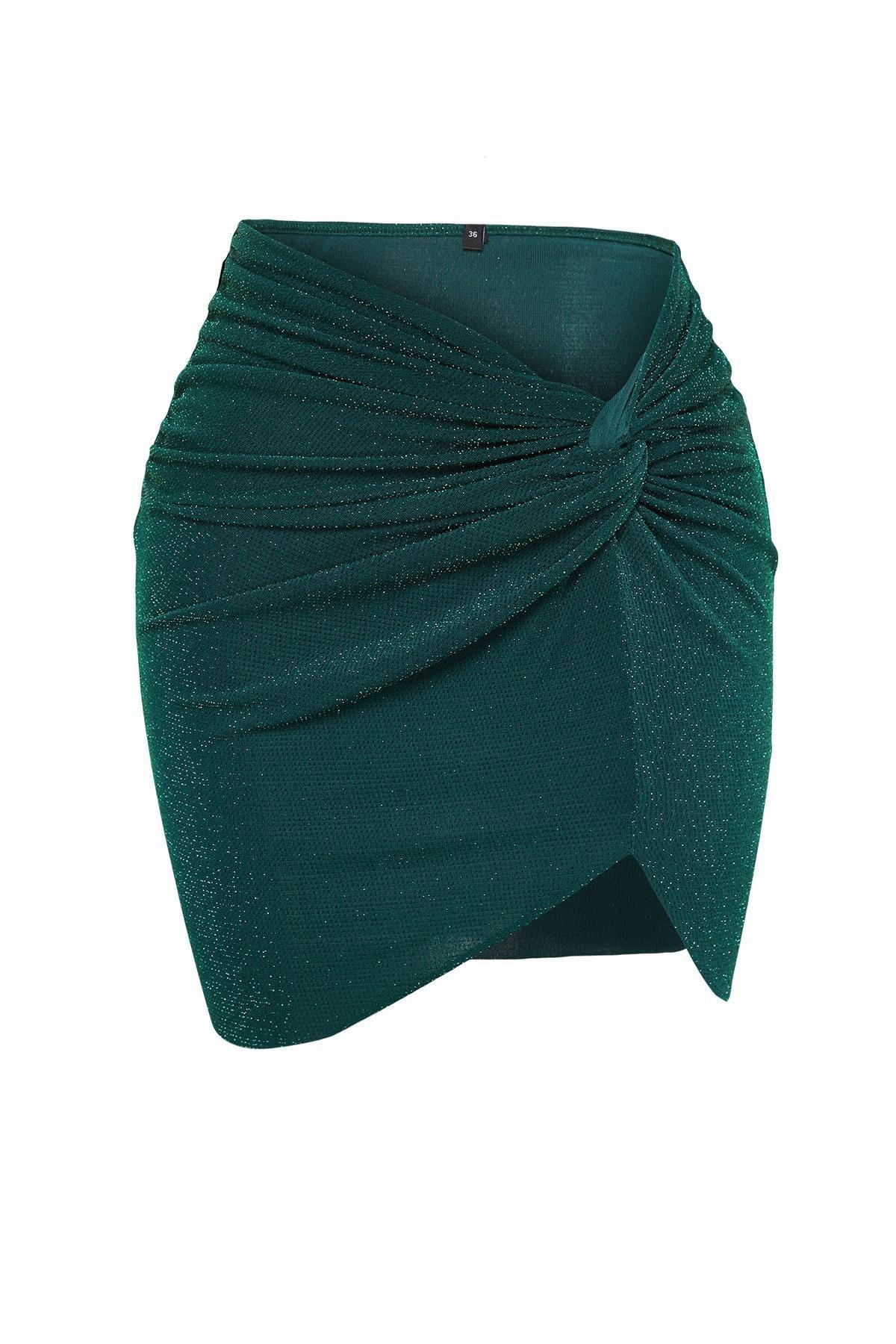 Green Knotted Mini Skirt, C101_1607, large image number 6