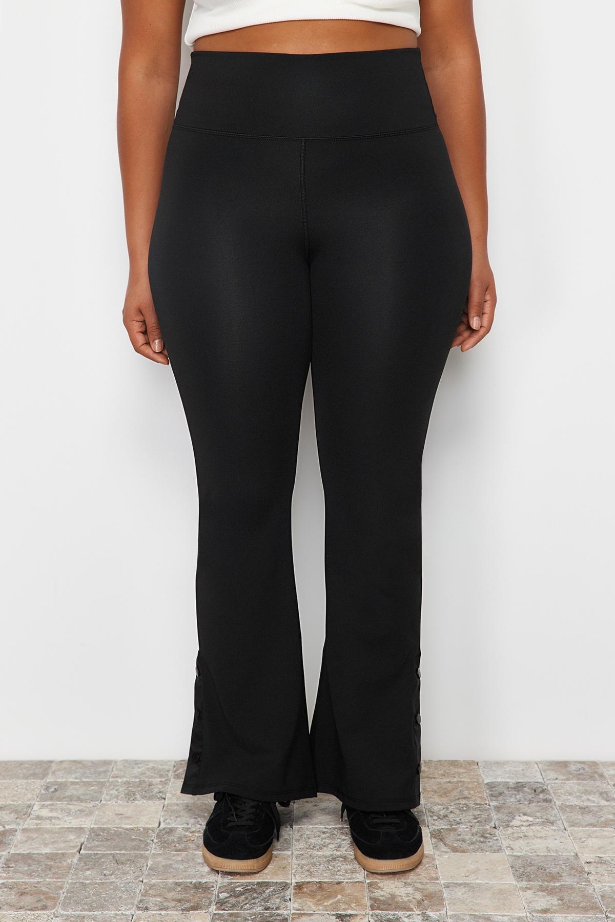Black Flared Leg Leggings, , large image number 3