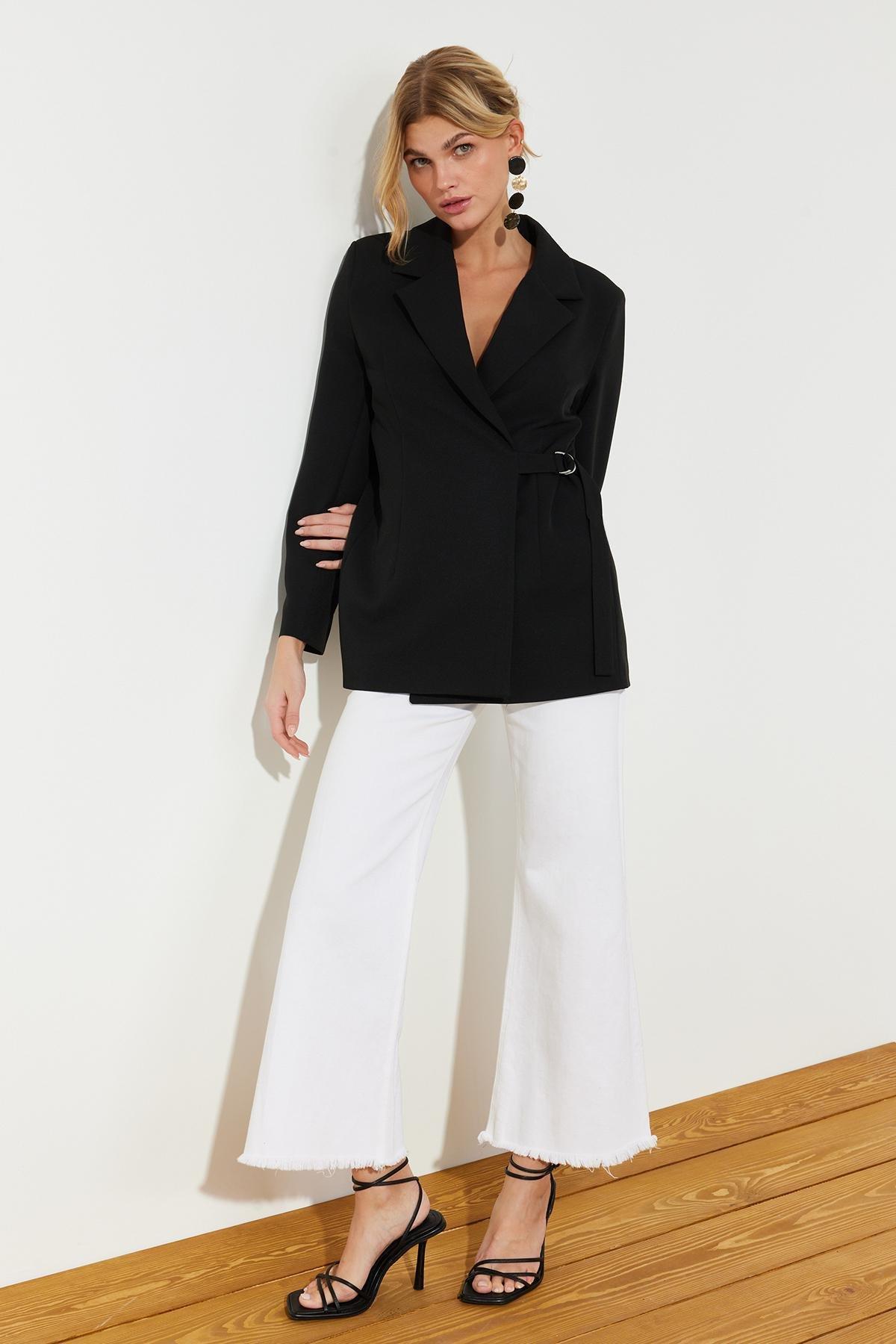 Black Detailed Blazer Jacket, , large image number 2