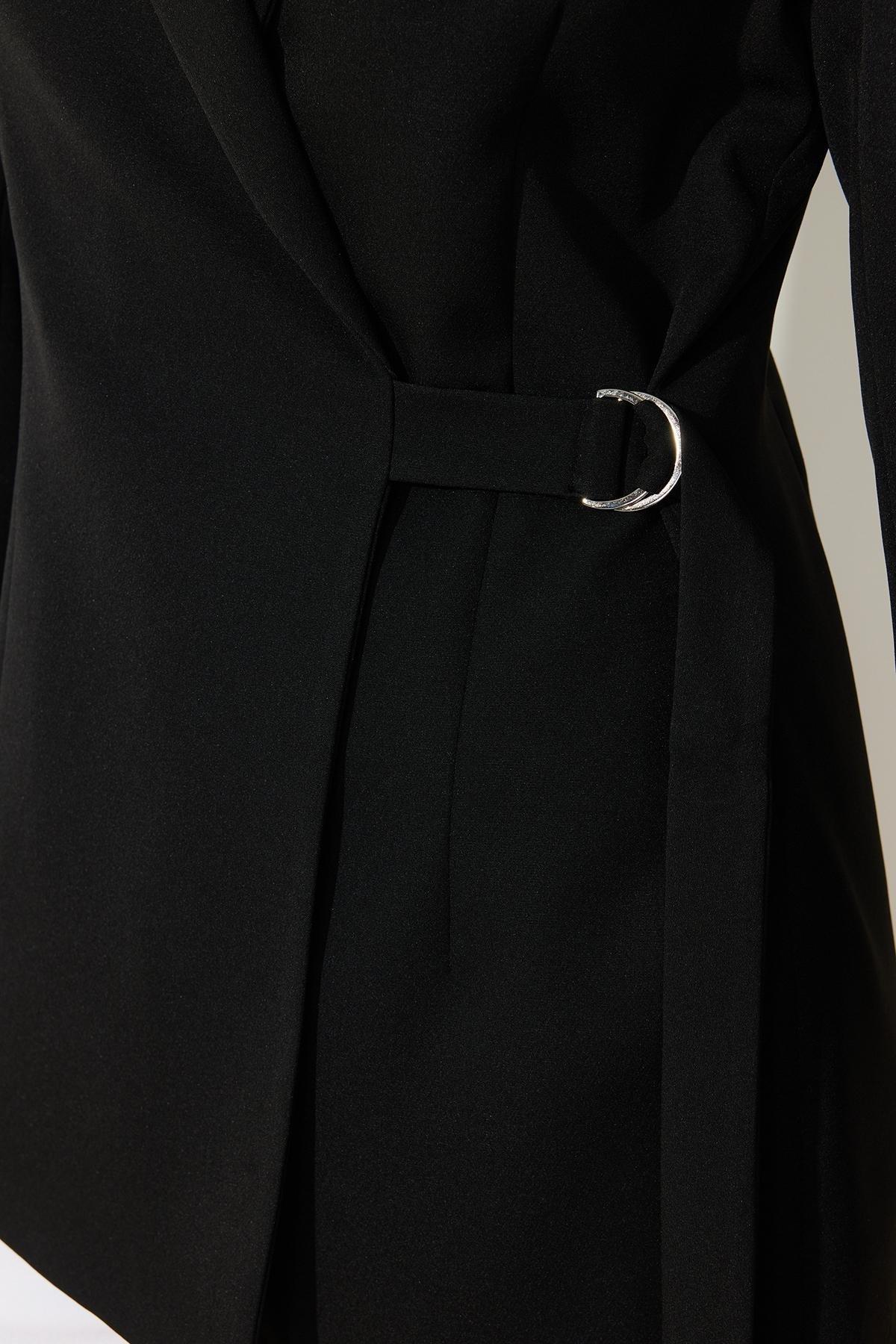 Black Detailed Blazer Jacket, , large image number 4