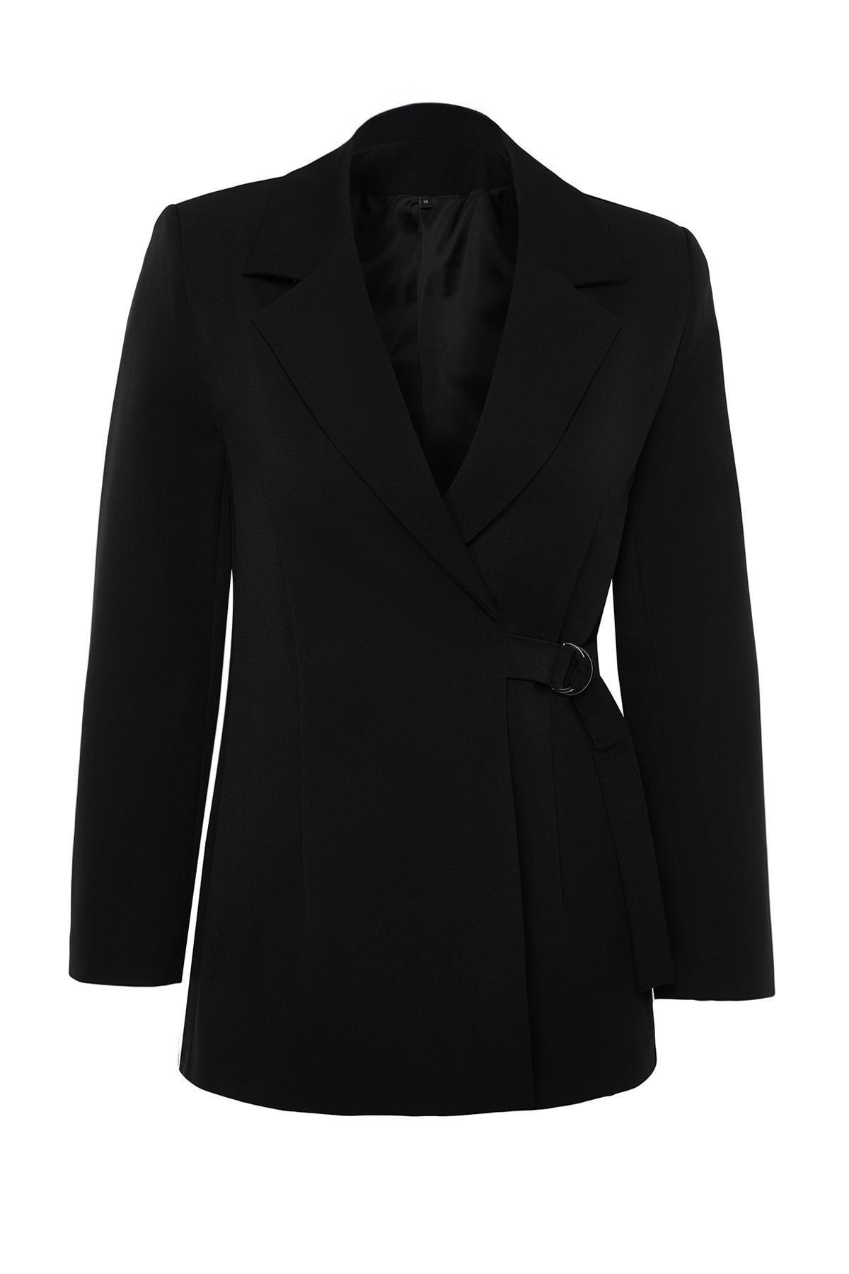 Black Detailed Blazer Jacket, , large image number 5
