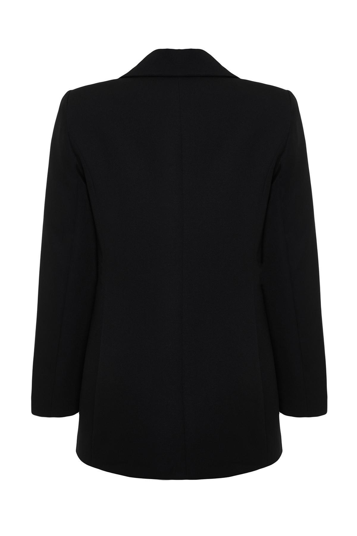 Black Detailed Blazer Jacket, , large image number 6
