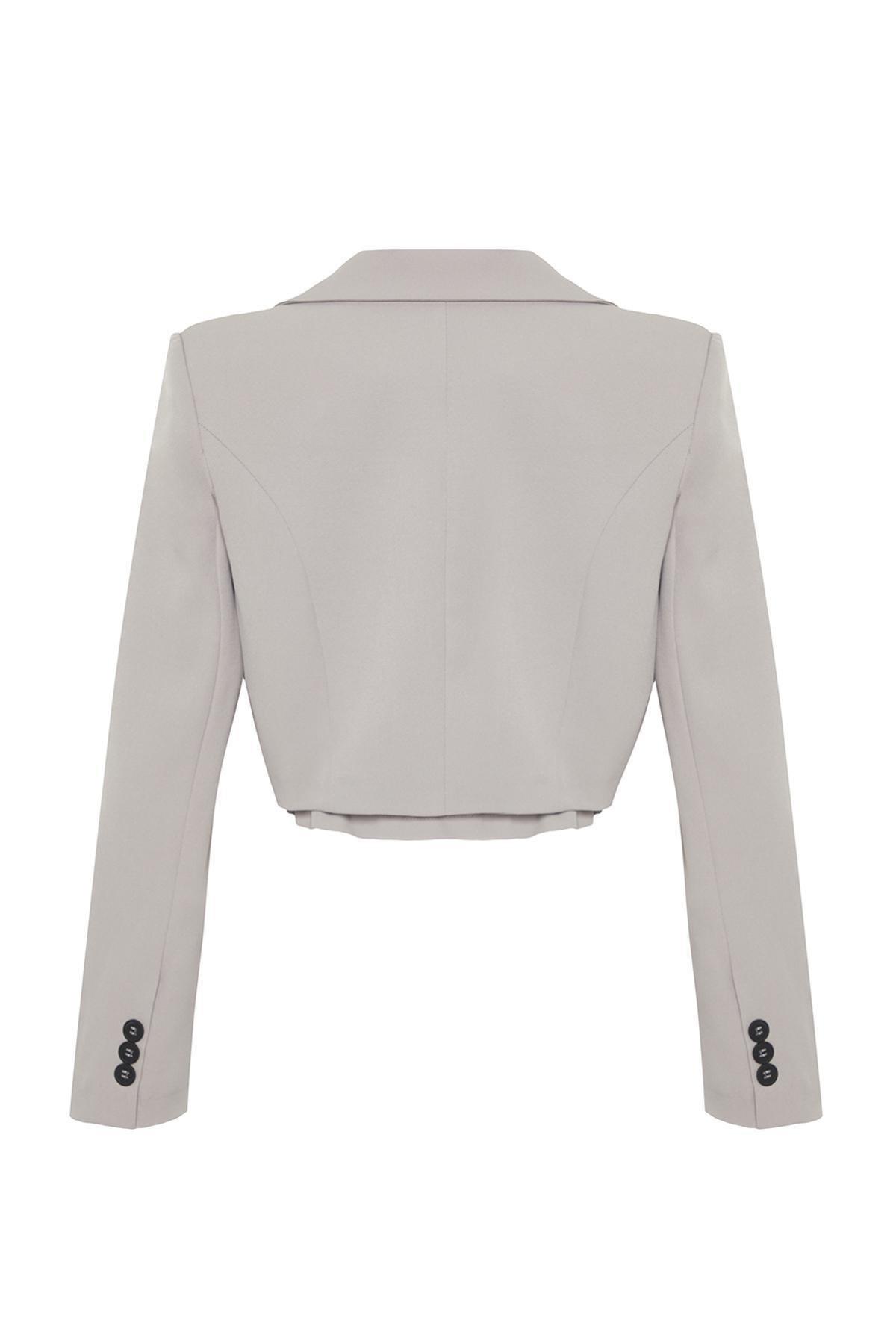 Trendyol - Gray Waist Detail Adjustable Blazer Jacket