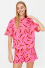 Trendyol - Pink Printed Knitted Pajama Set