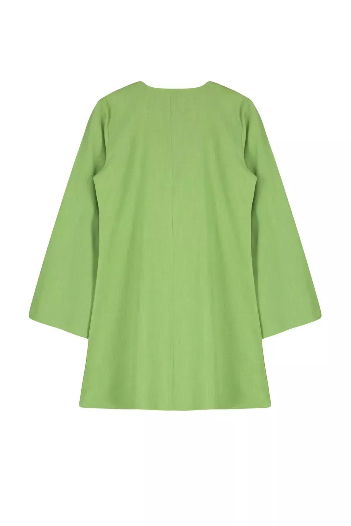 Green Plain Kimono Mini Dress, C101_4744, large image number 6
