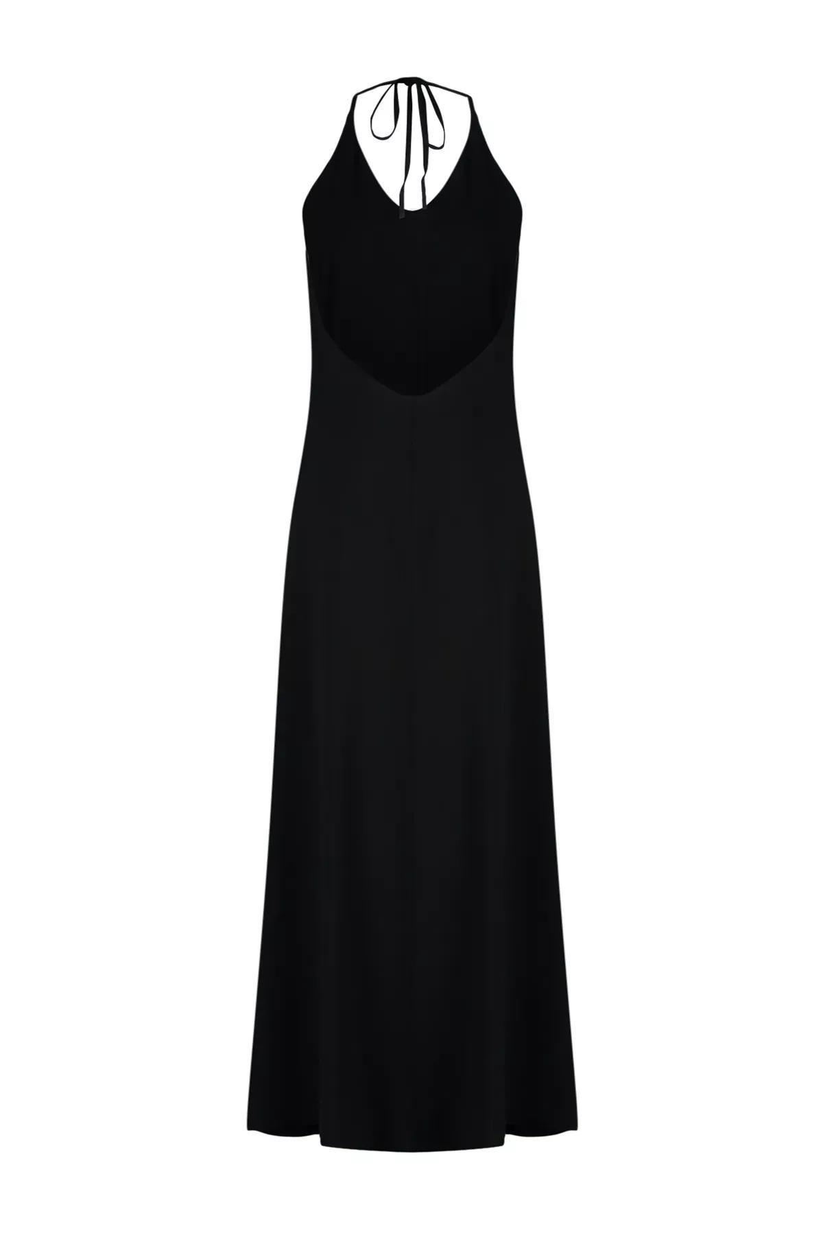 Black Maxi Woven Backless Beach Dress, C101_2094, large image number 5
