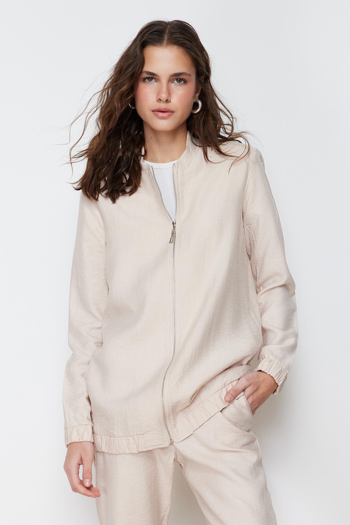 Beige Linen Tunic Co-Ord Set, , large image number 0