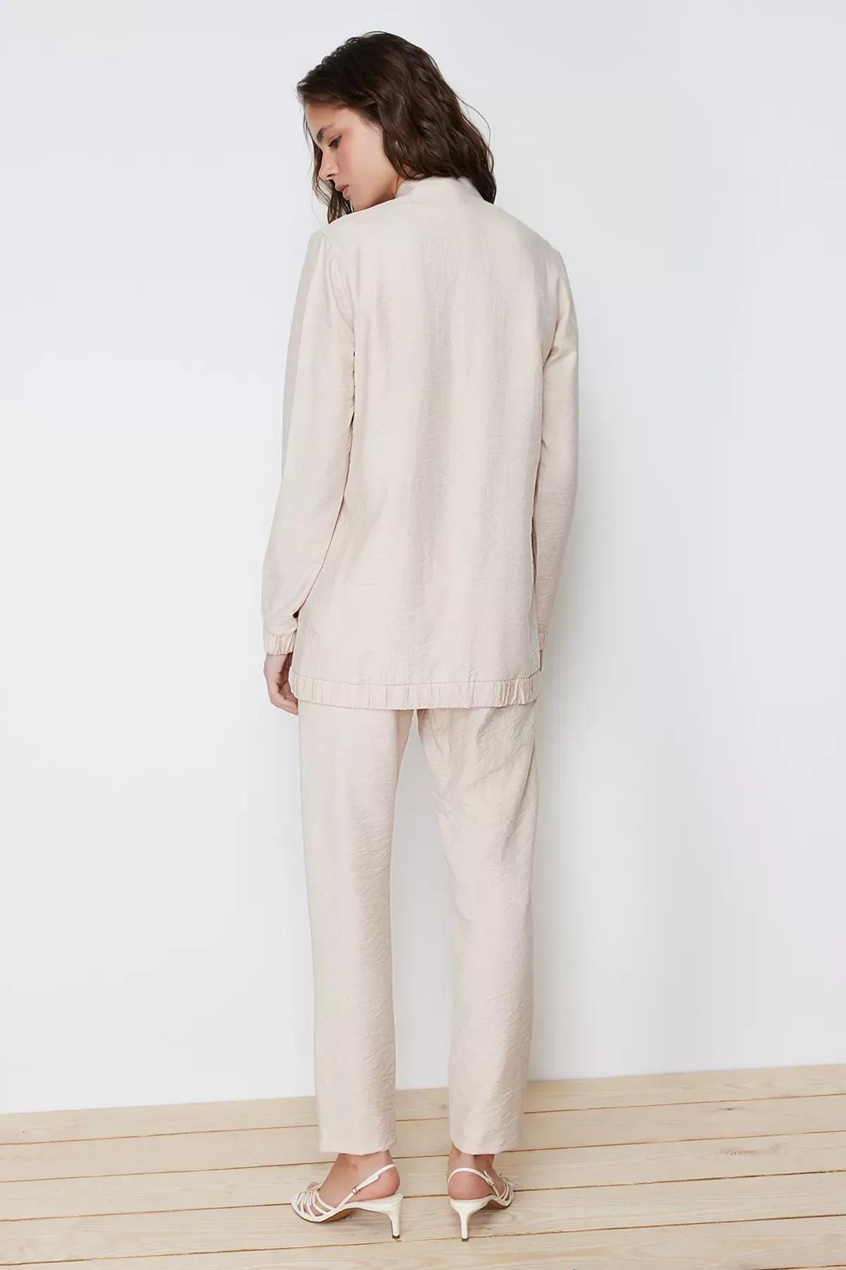 طقم متناسق كتان بتصميم تونيك، بيج, Beige, large image number 2