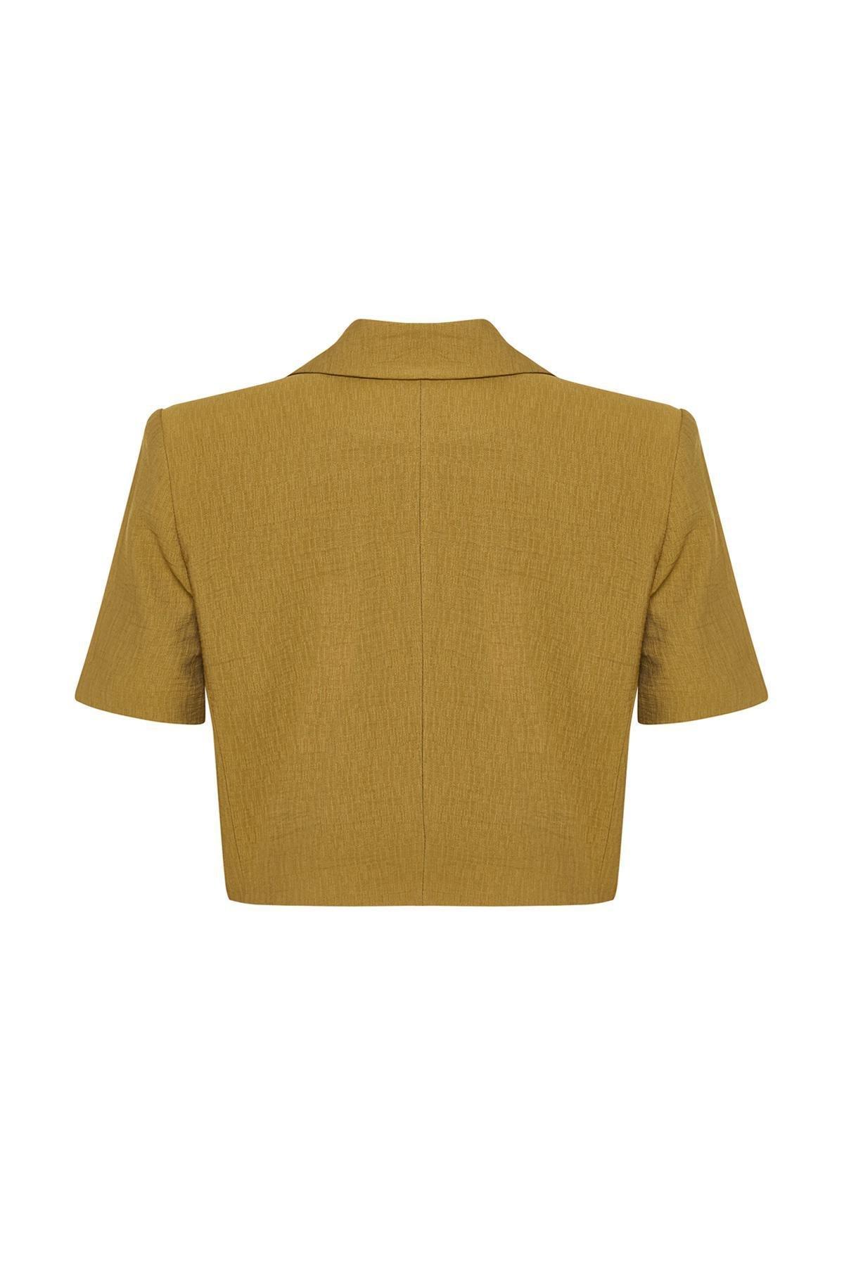 Khaki Short Sleeve Blazer Jacket, , large image number 5