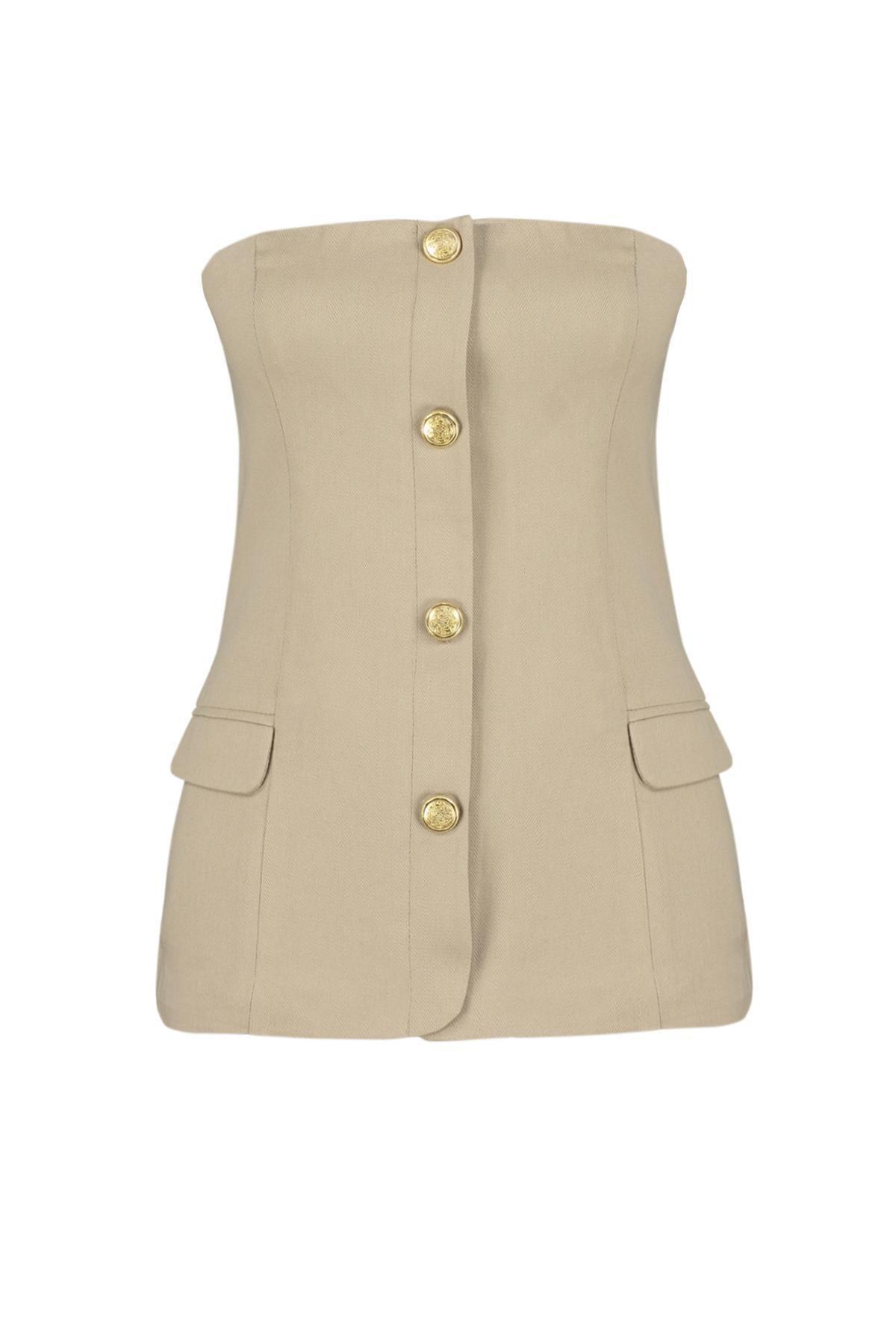 Beige Premium Woven Vest, , large image number 5