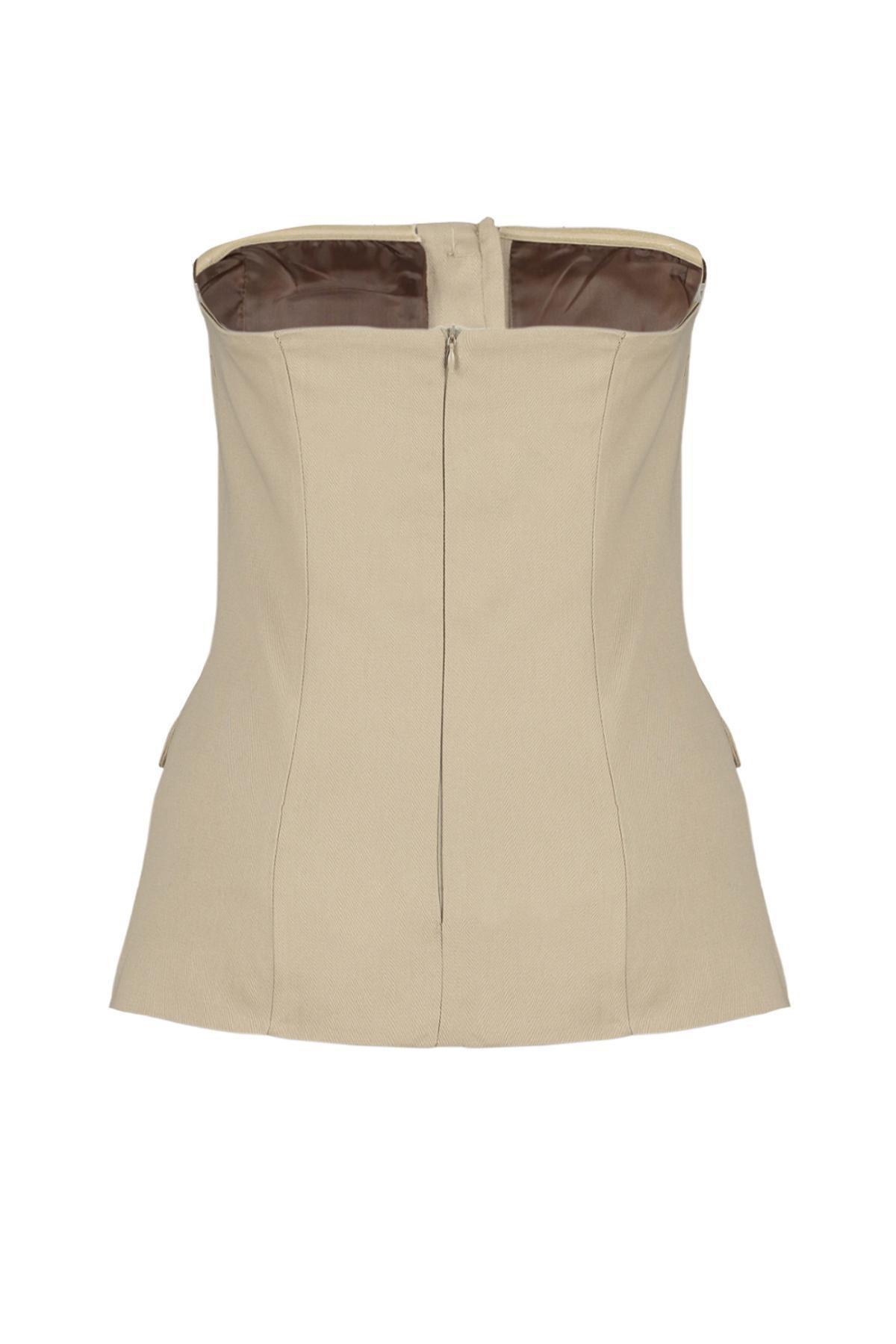 Beige Premium Woven Vest, , large image number 6