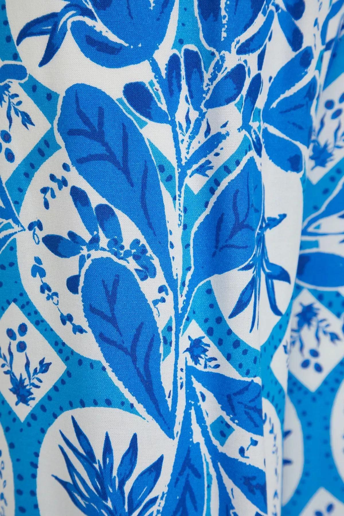 Geometric Patterned Woven Co-Ord Set, Blue-Multicolor, large image number 4