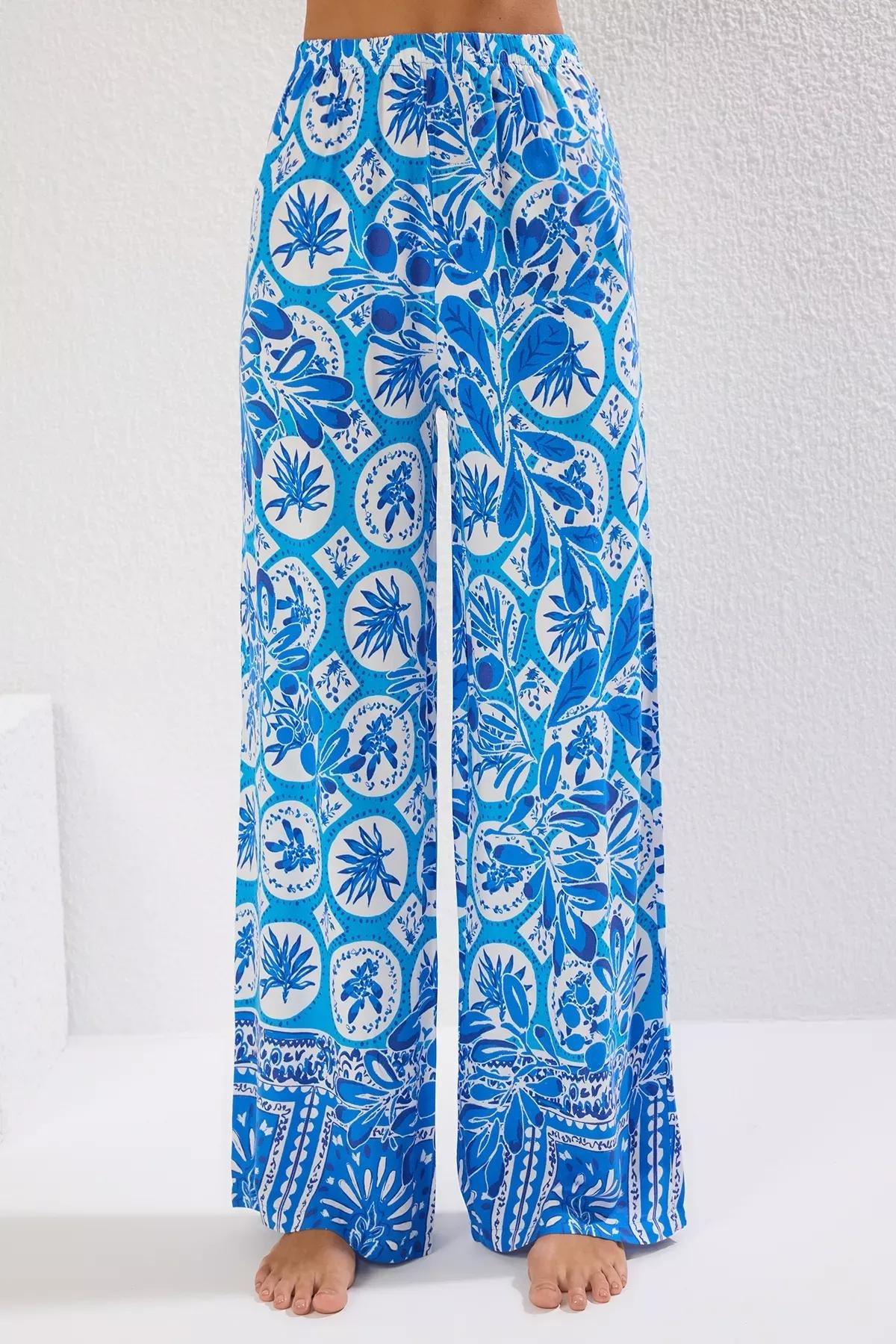 Geometric Patterned Woven Co-Ord Set, Blue-Multicolor, large image number 6