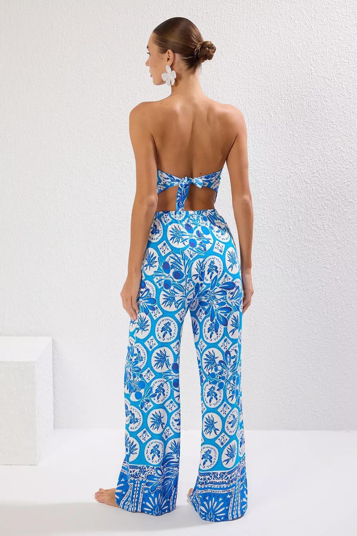 Geometric Patterned Woven Co-Ord Set, Blue-Multicolor, large image number 7