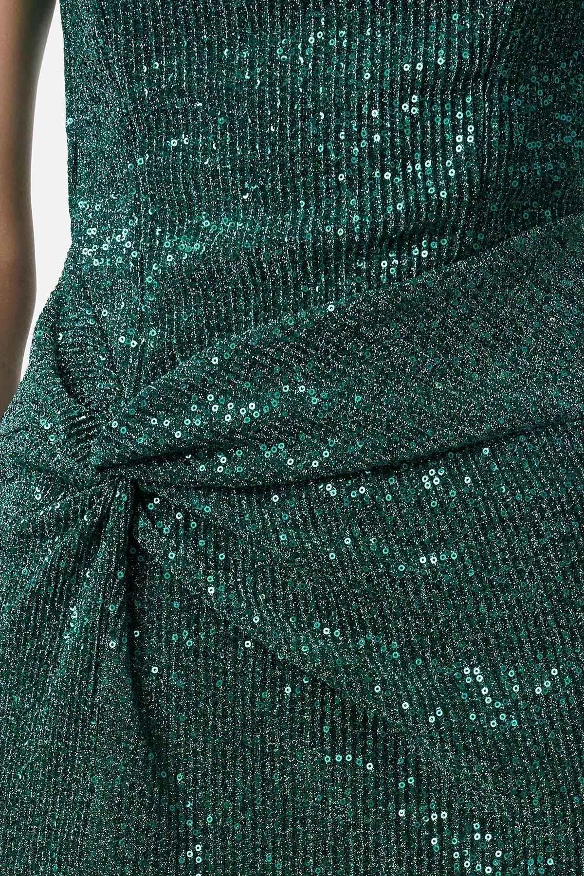 Navy Knitted Sequined Occasionwear Dress, Navy blue, medium