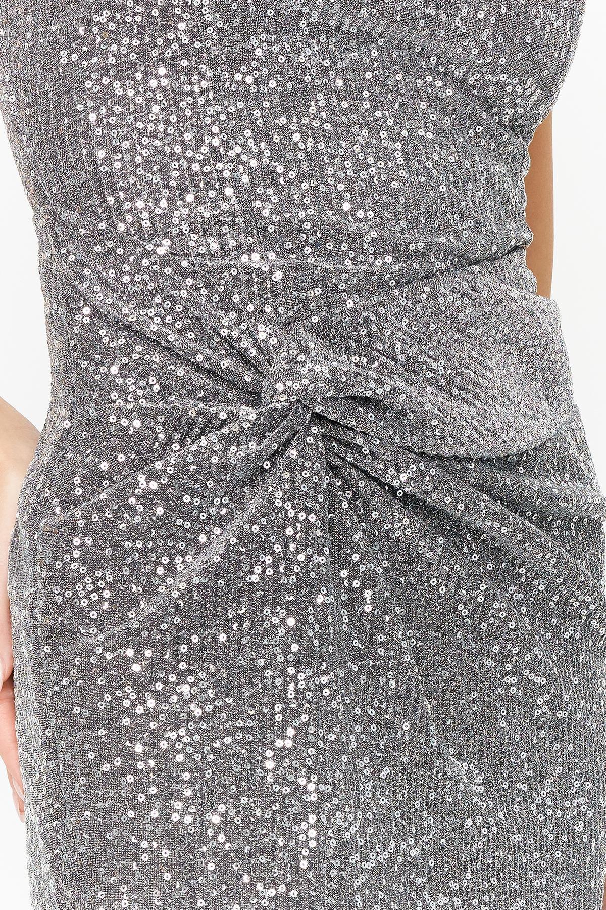 Silver Glittering Sequined Occasion Wear Dress, , large image number 4