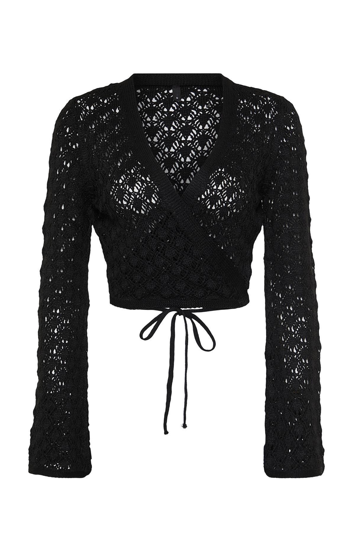 Black Knitwear Sweater, , large image number 6