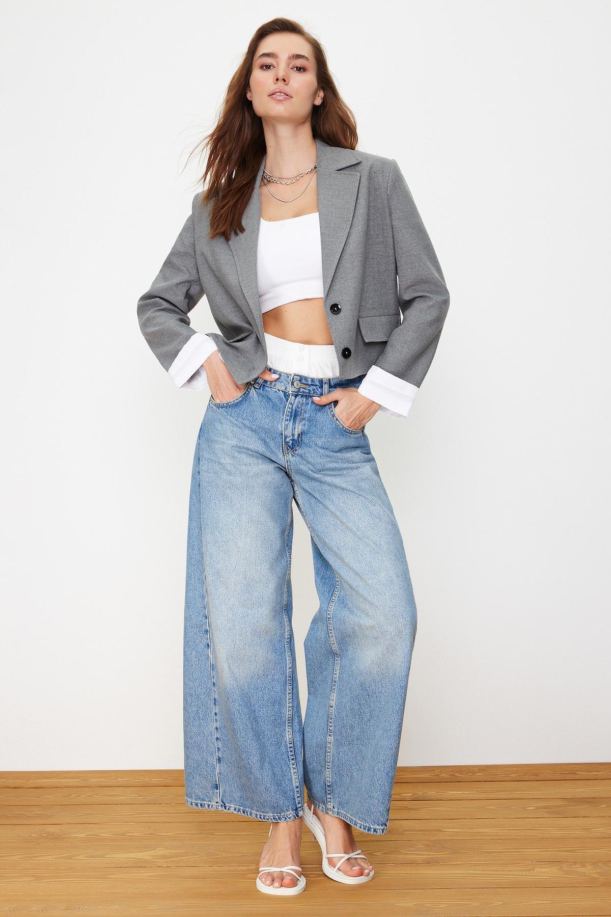 Grey Anthracite Blazer Jacket, , large image number 1