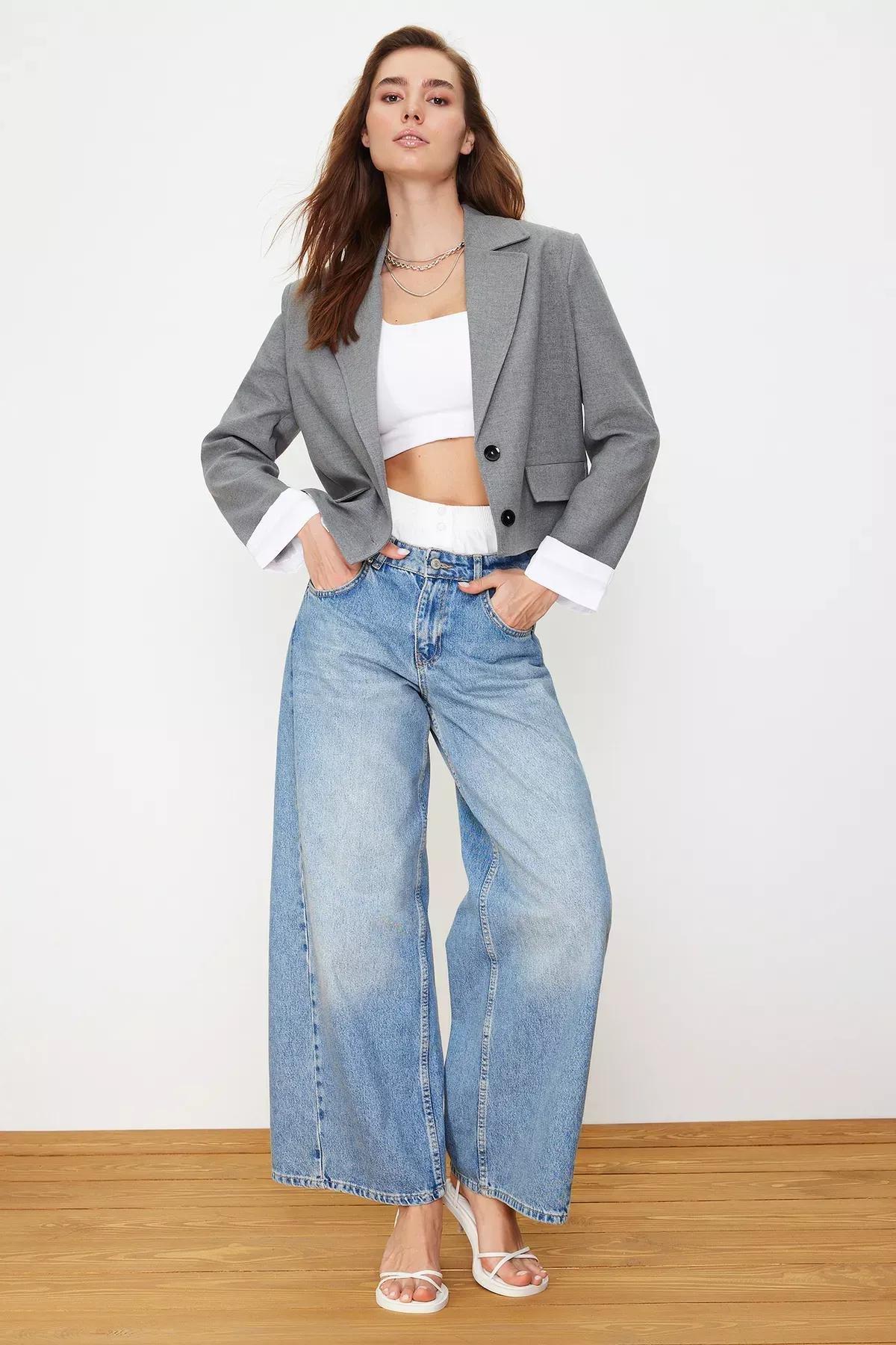 Grey Anthracite Blazer Jacket, Anthracite, medium