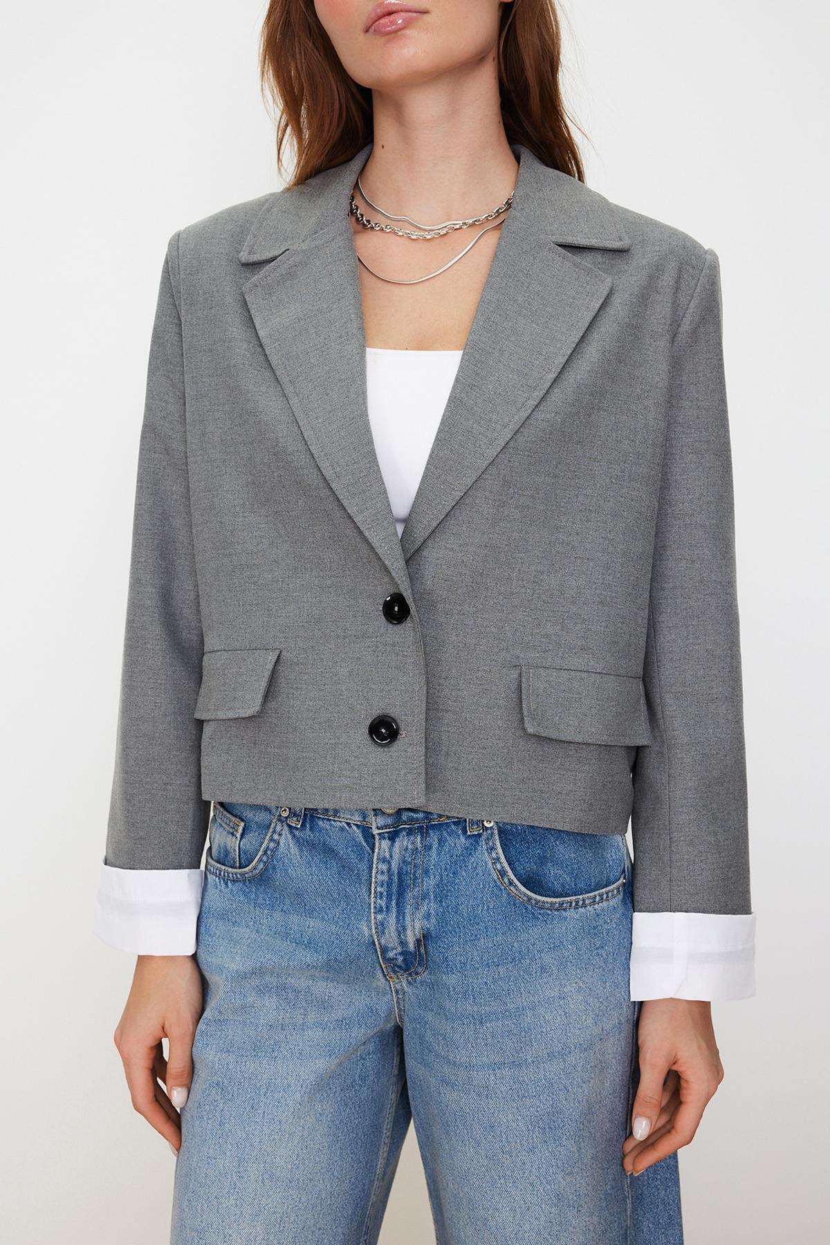 Grey Anthracite Blazer Jacket, , large image number 3