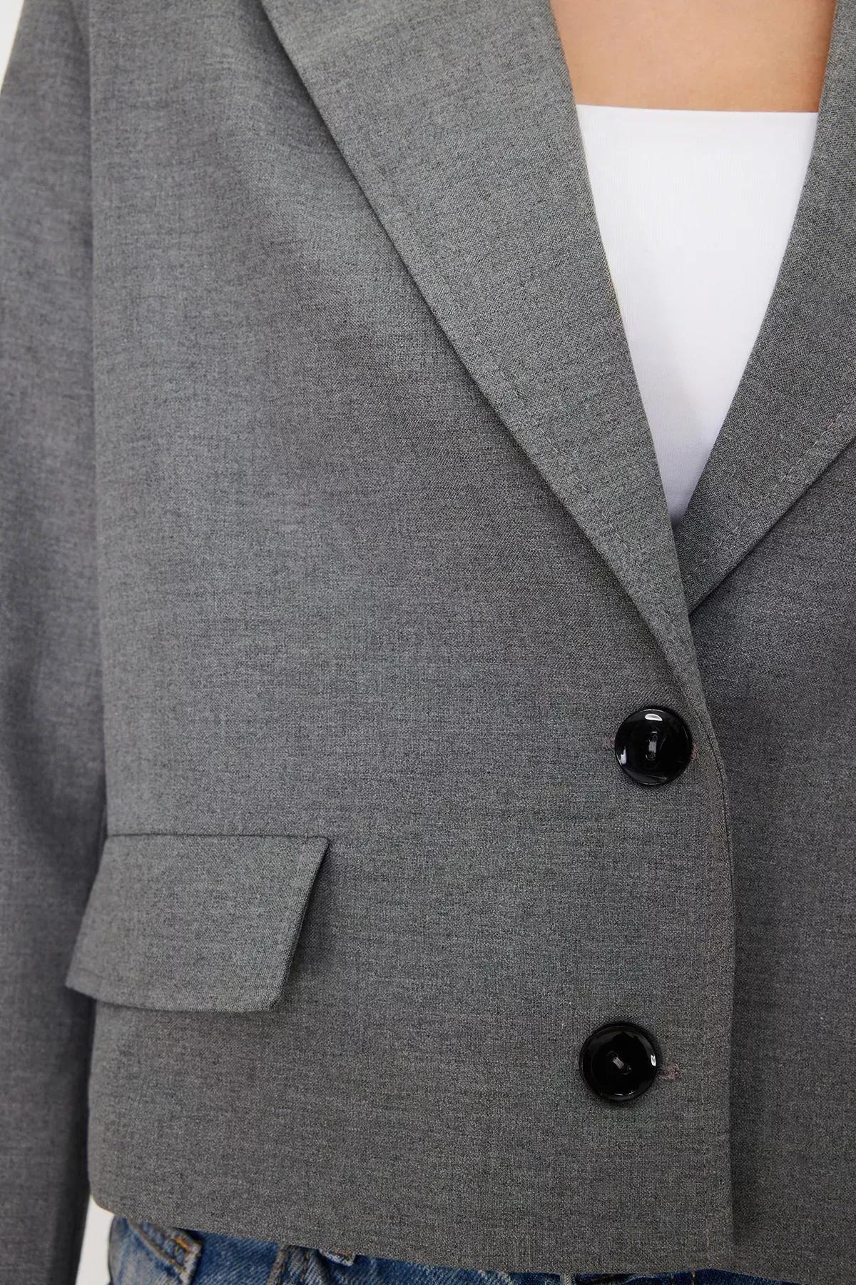 Grey Anthracite Blazer Jacket, Anthracite, large image number 4