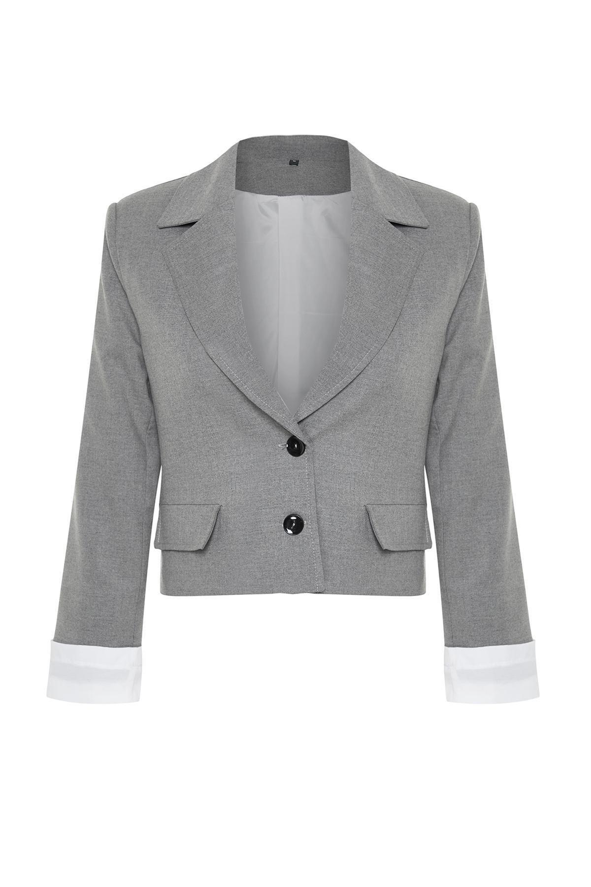 Grey Anthracite Blazer Jacket, , large image number 5