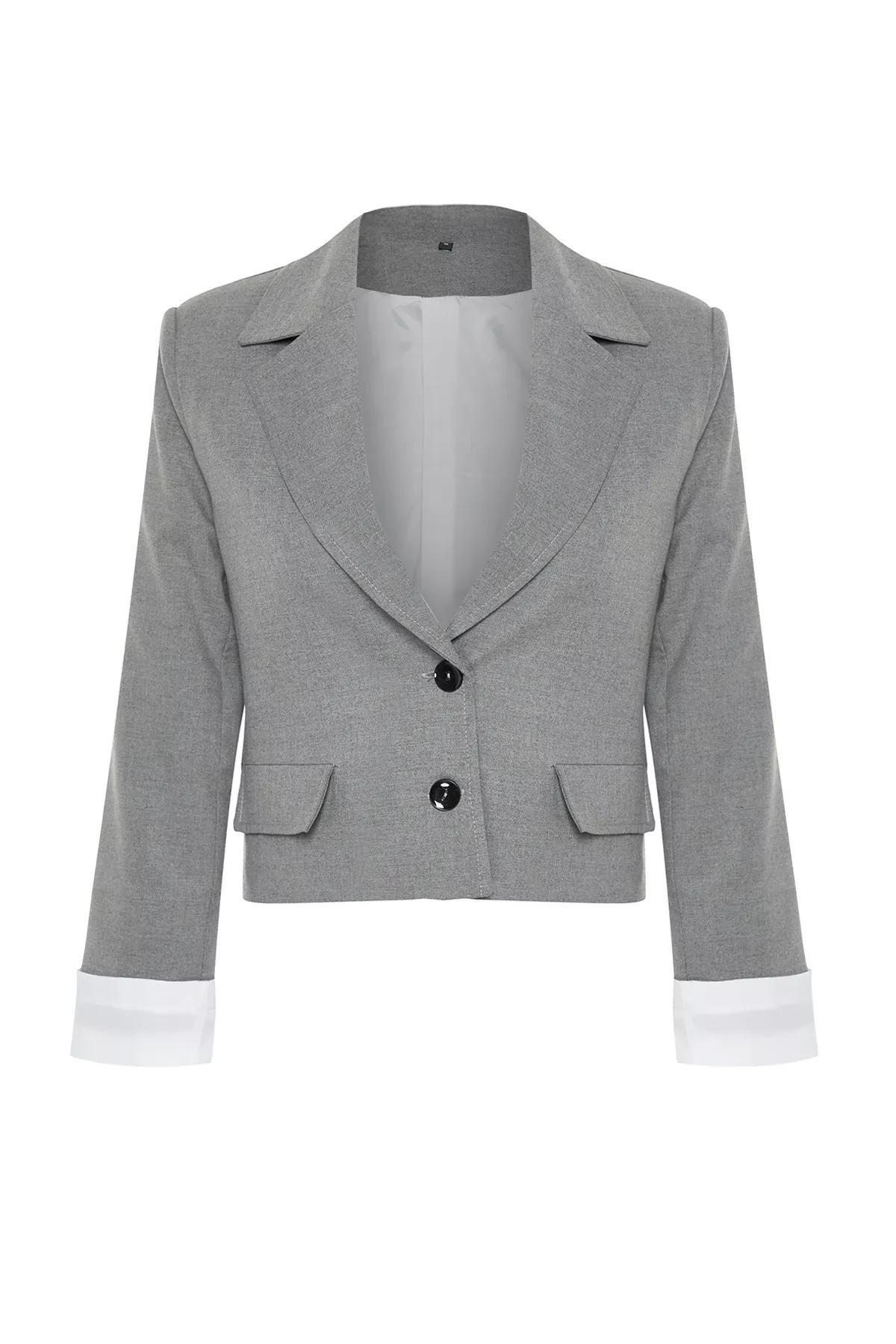 Grey Anthracite Blazer Jacket, Anthracite, large image number 5