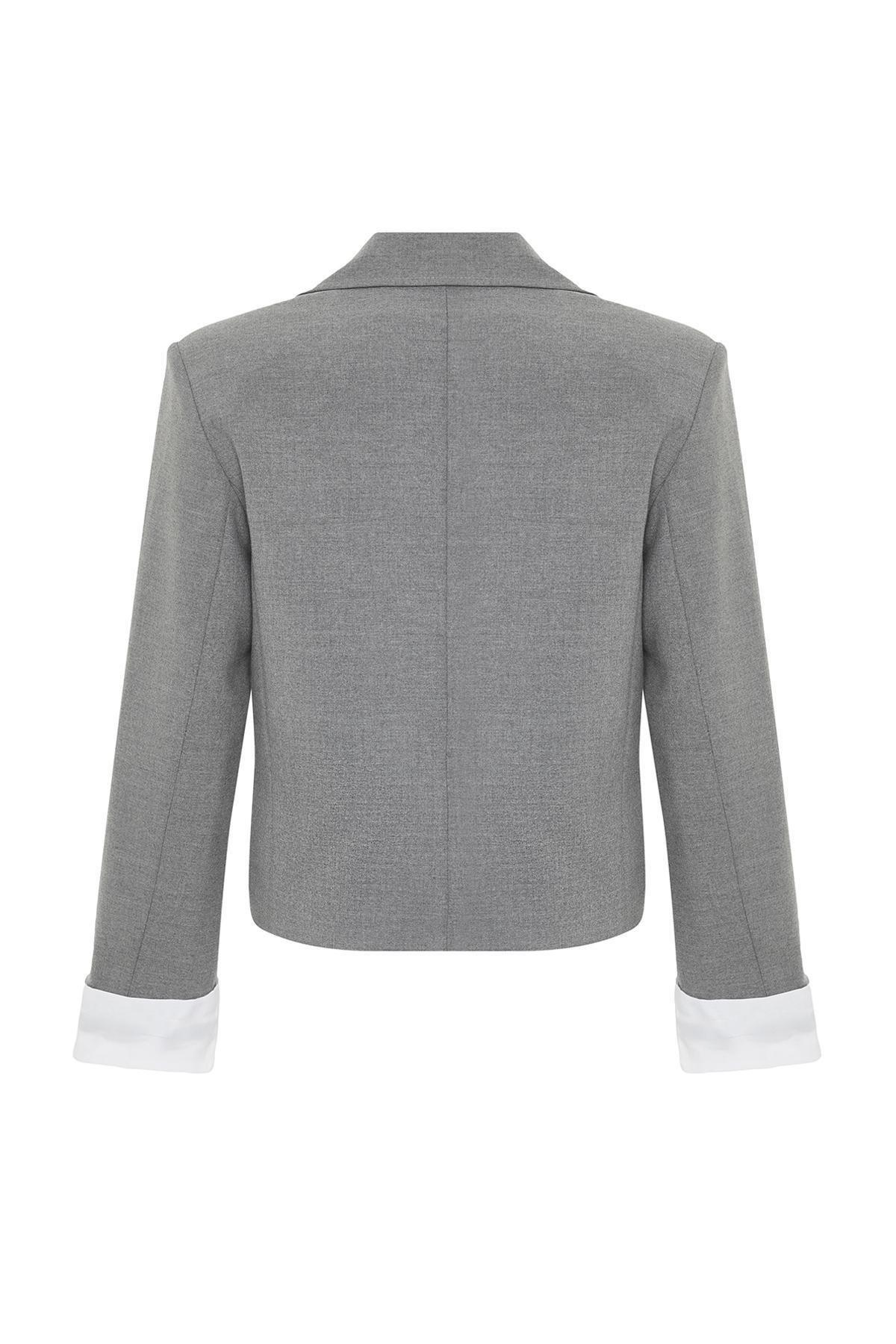 Grey Anthracite Blazer Jacket, , large image number 6