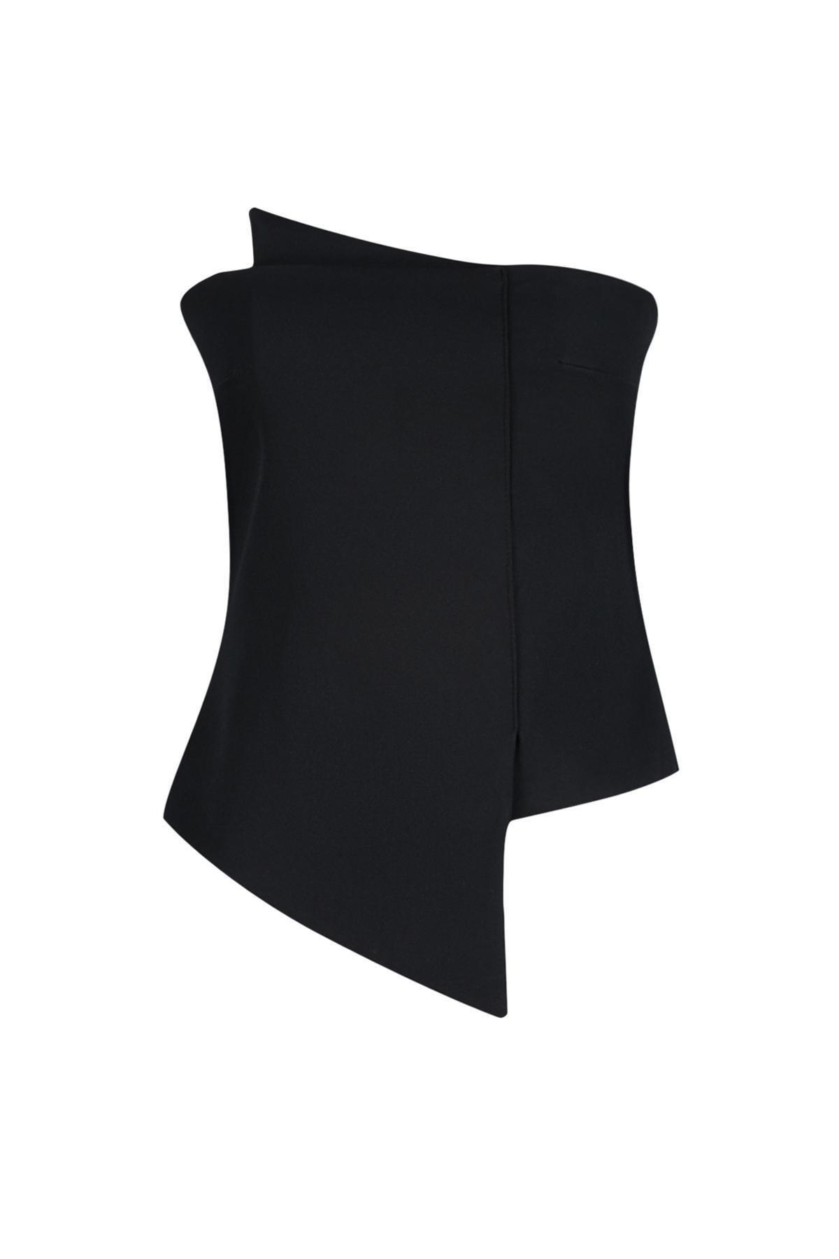 Black Woven Body Fitted Bustier, , large image number 5