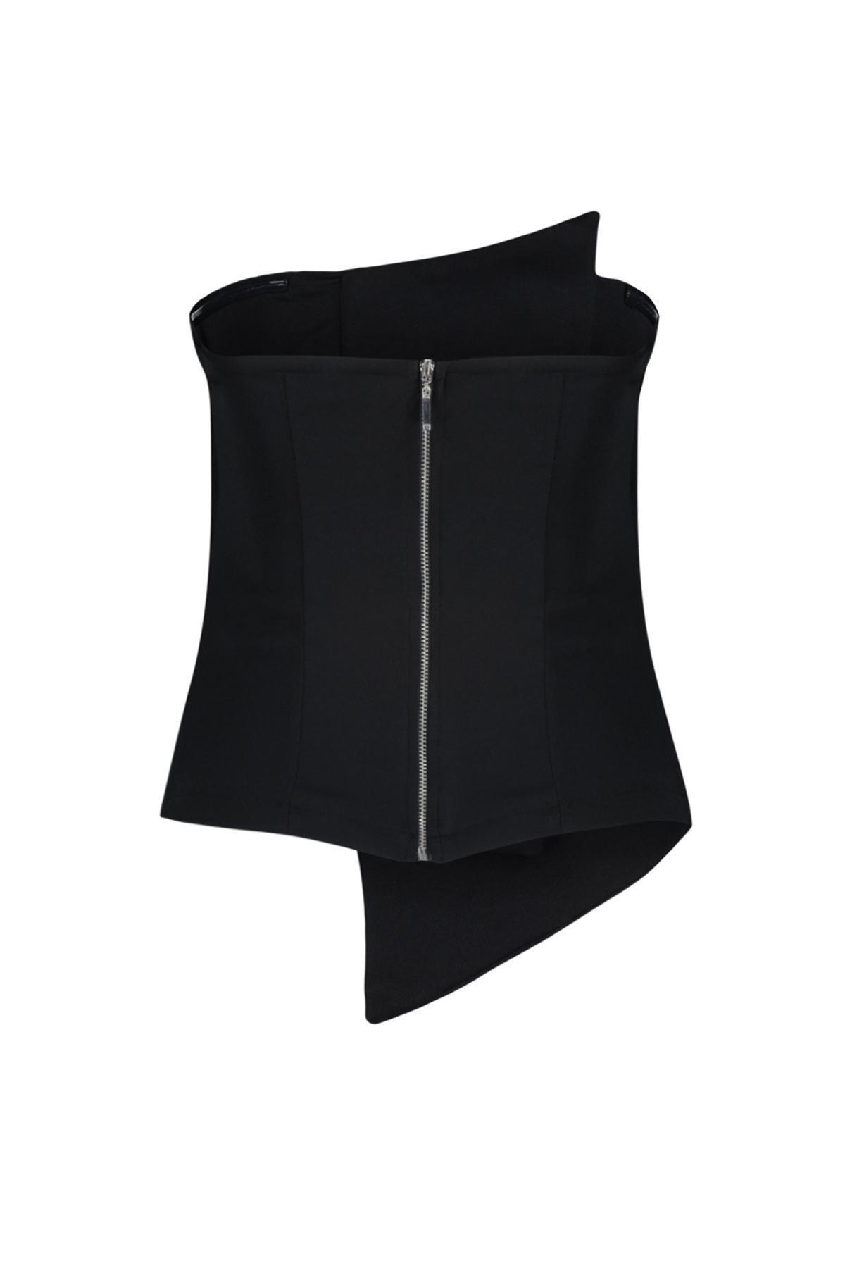 Black Woven Body Fitted Bustier, , large image number 6