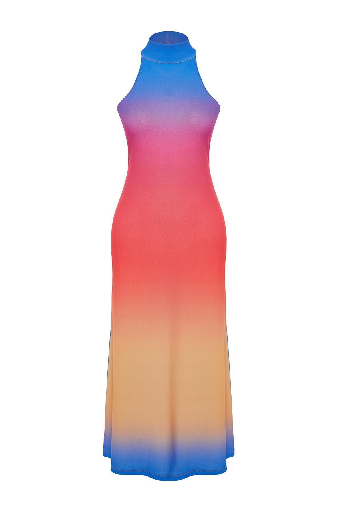 Multicolour Patterned Halter Neck Midi Dress, C101_1704, large image number 5
