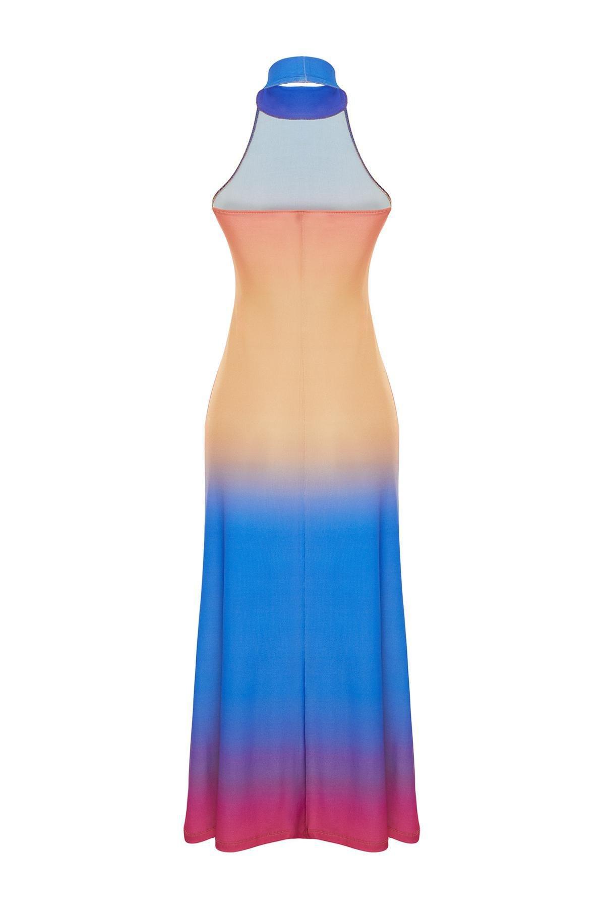 Multicolour Patterned Halter Neck Midi Dress, C101_1704, large image number 6