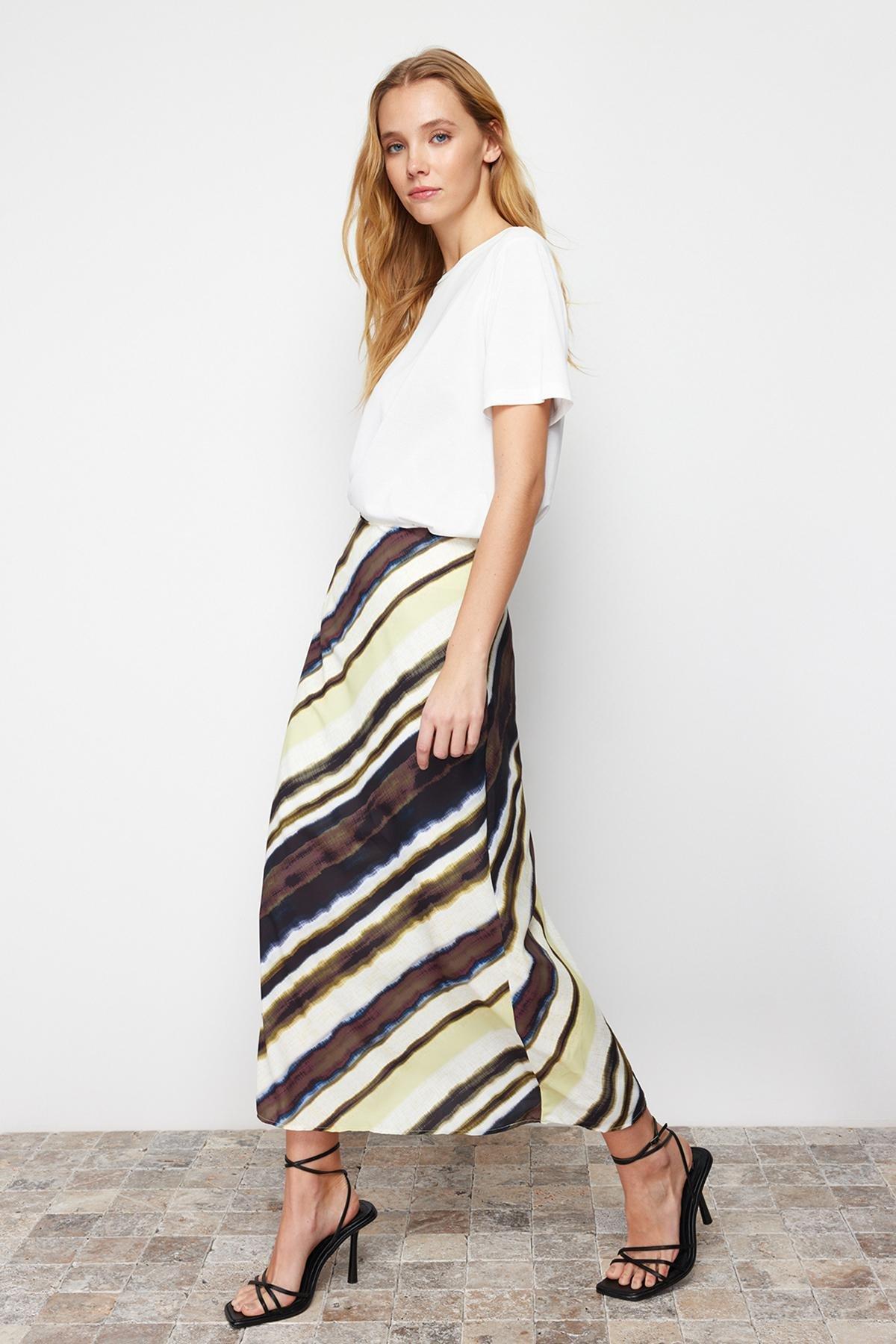 Trendyol - Multicolour Satin Patterned Midi Skirt