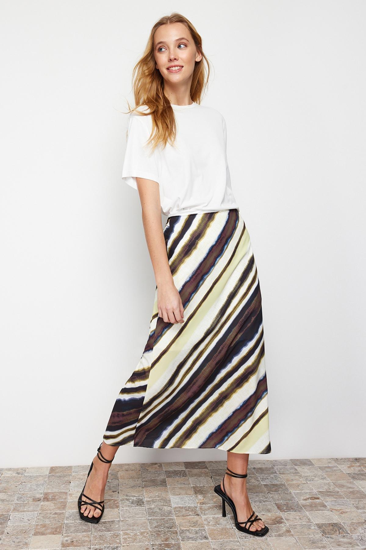 Trendyol - Multicolour Satin Patterned Midi Skirt