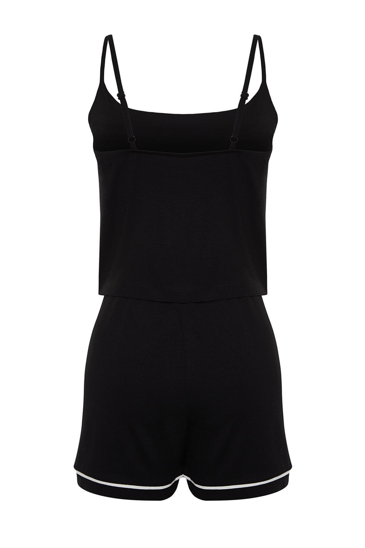 Black Detailed Knitted Pajama Set, , large image number 4