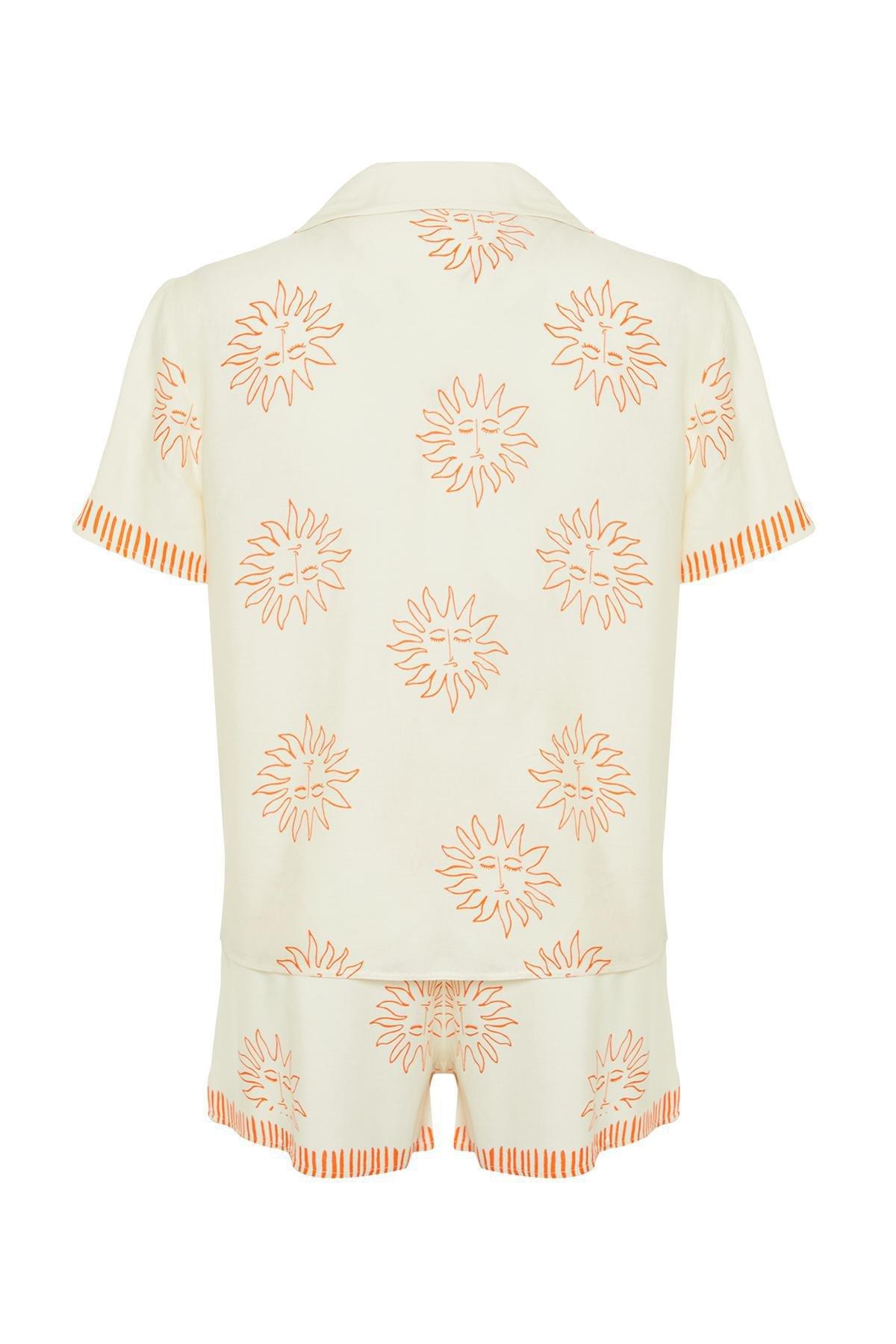 Ecru Patterned Woven Pajamas Set, , large image number 6