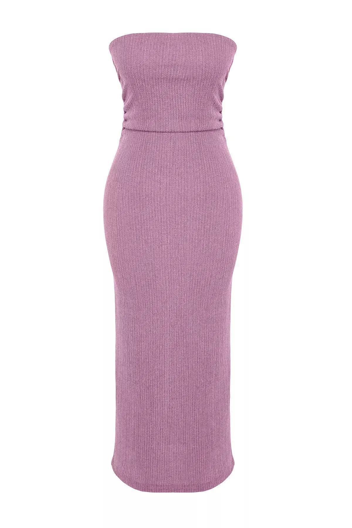 Pink Strapless Bodycon Midi Pencil Dress, , large image number 5