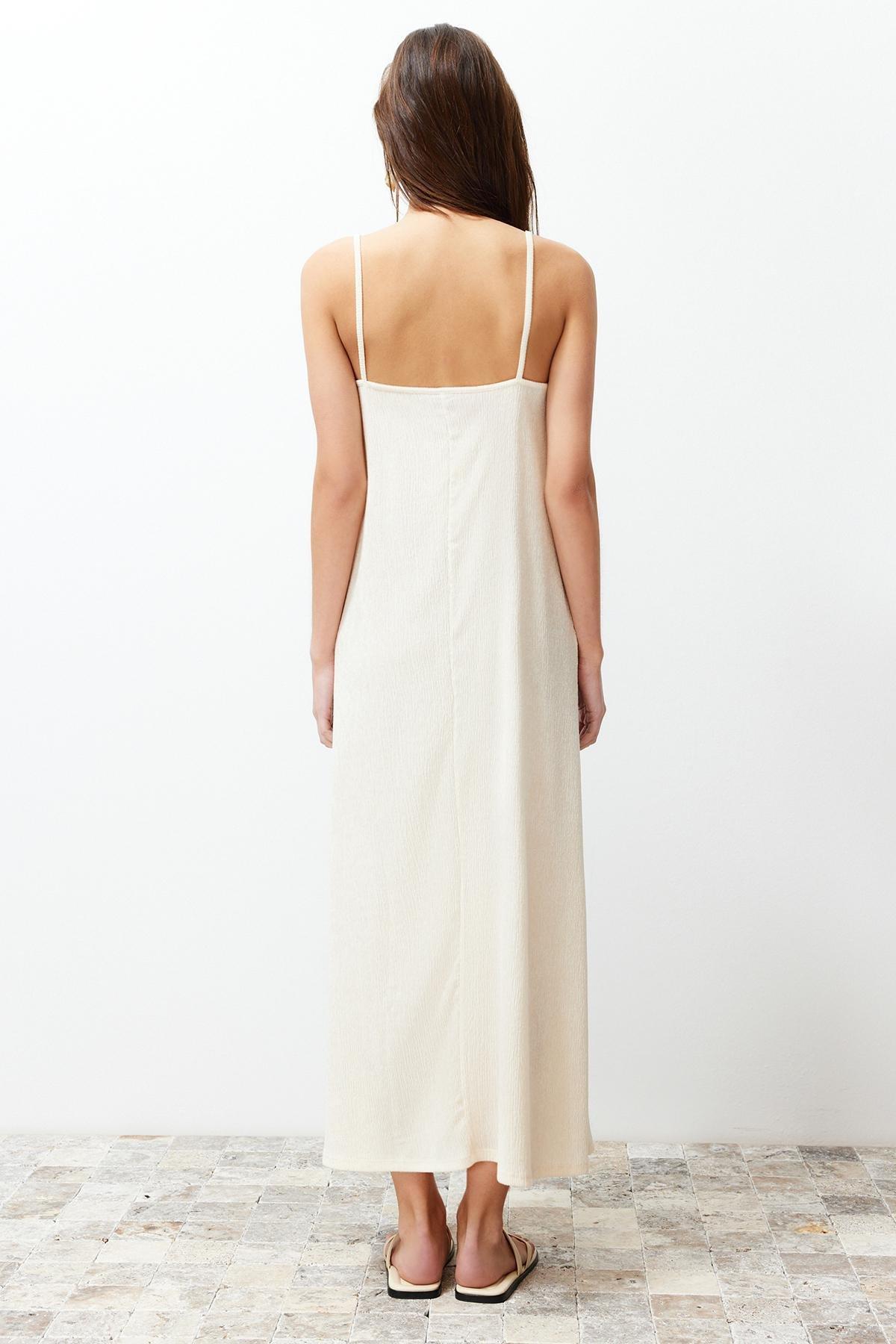 Beige Knitted Midi Dress, , large image number 4