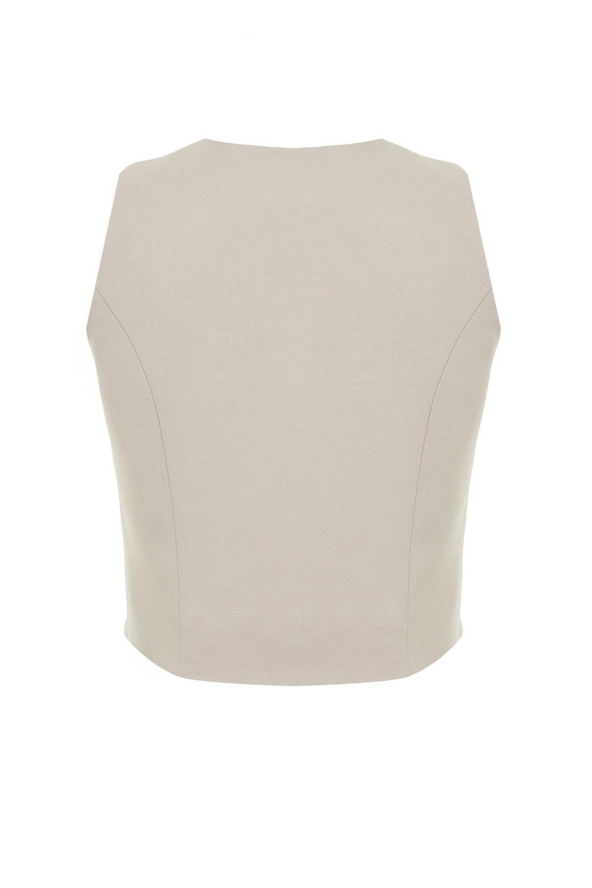 Trendyol - Beige Asymmetric Crop Vest