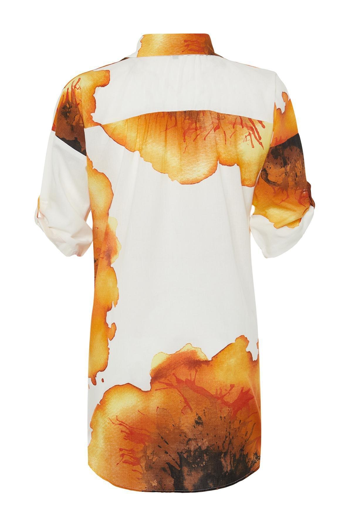 Trendyol - White patterened Midi Woven Beach Dress